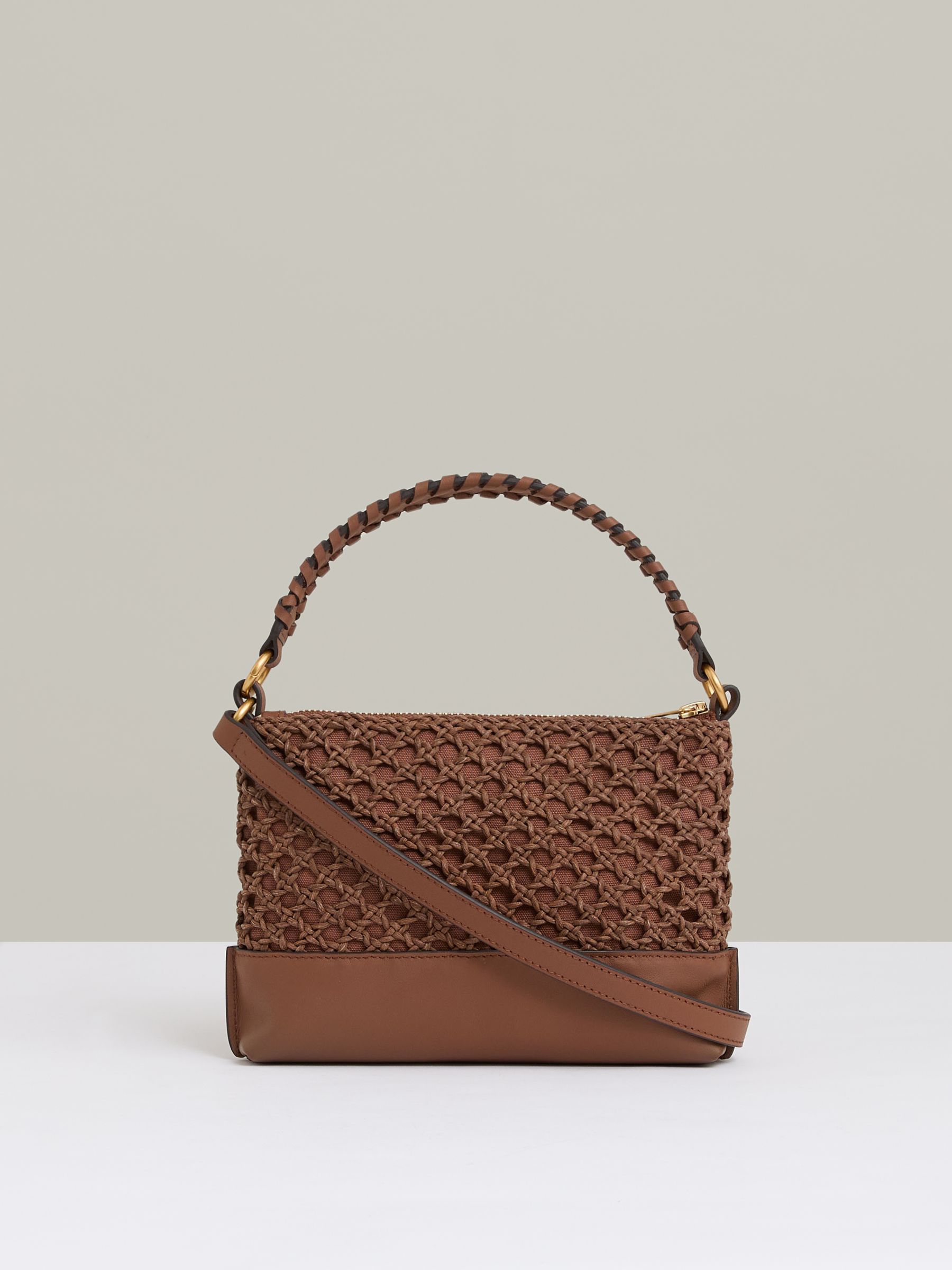 Weave Cross-Body Bag in Tan
