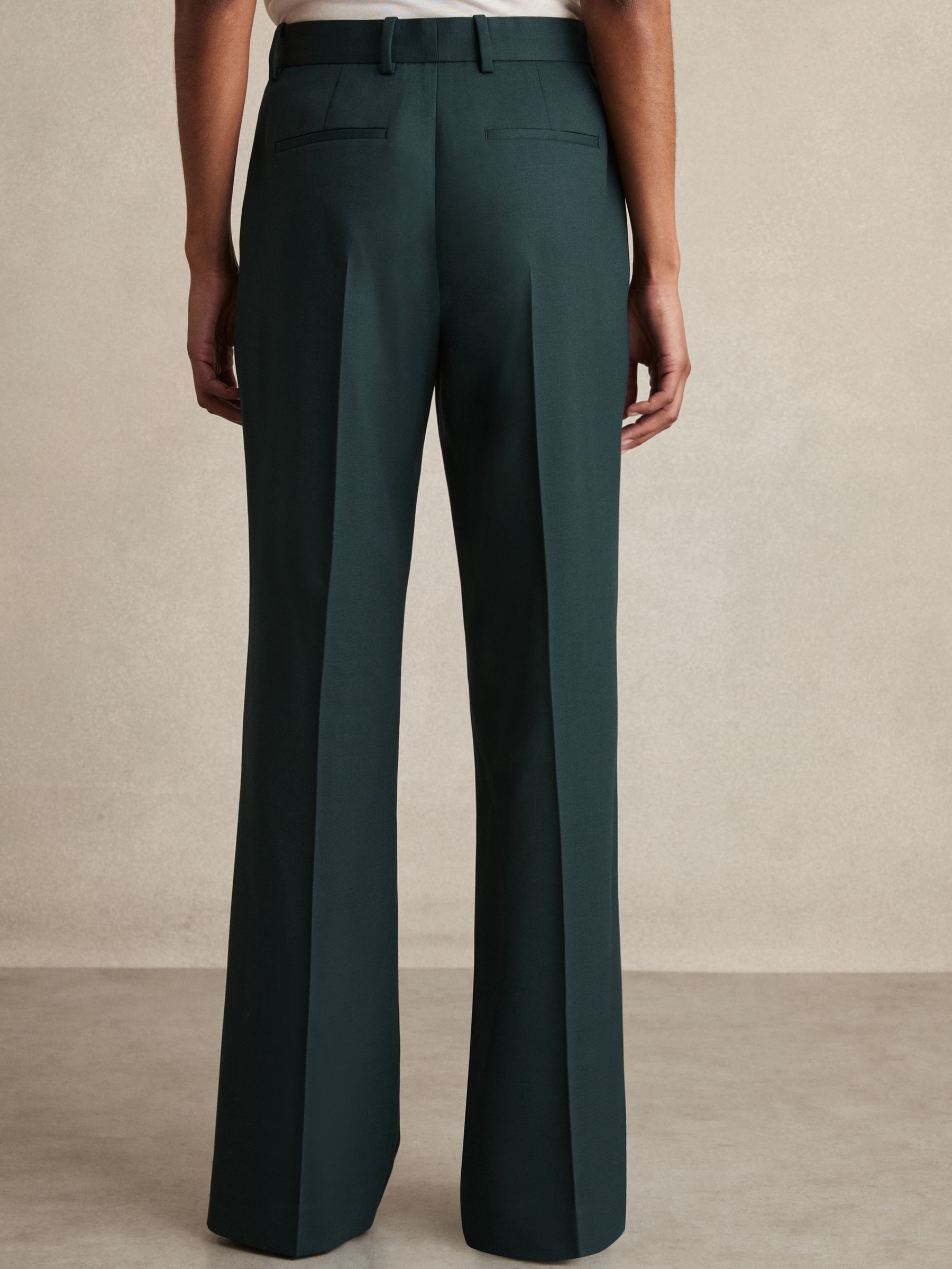 Wool-Blend Wide-Leg Suit Trousers in Green