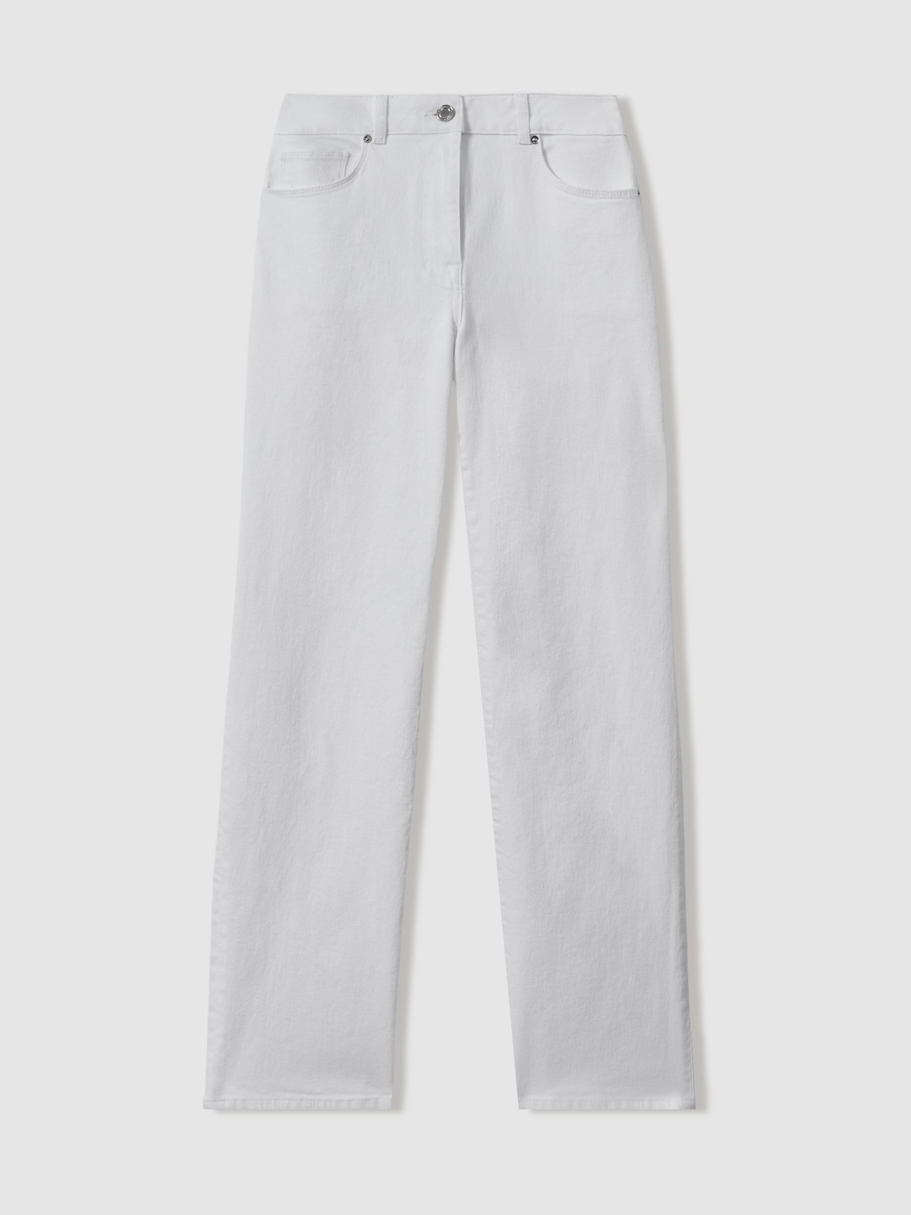 Petite Mid-Rise Straight-Leg Jeans in White