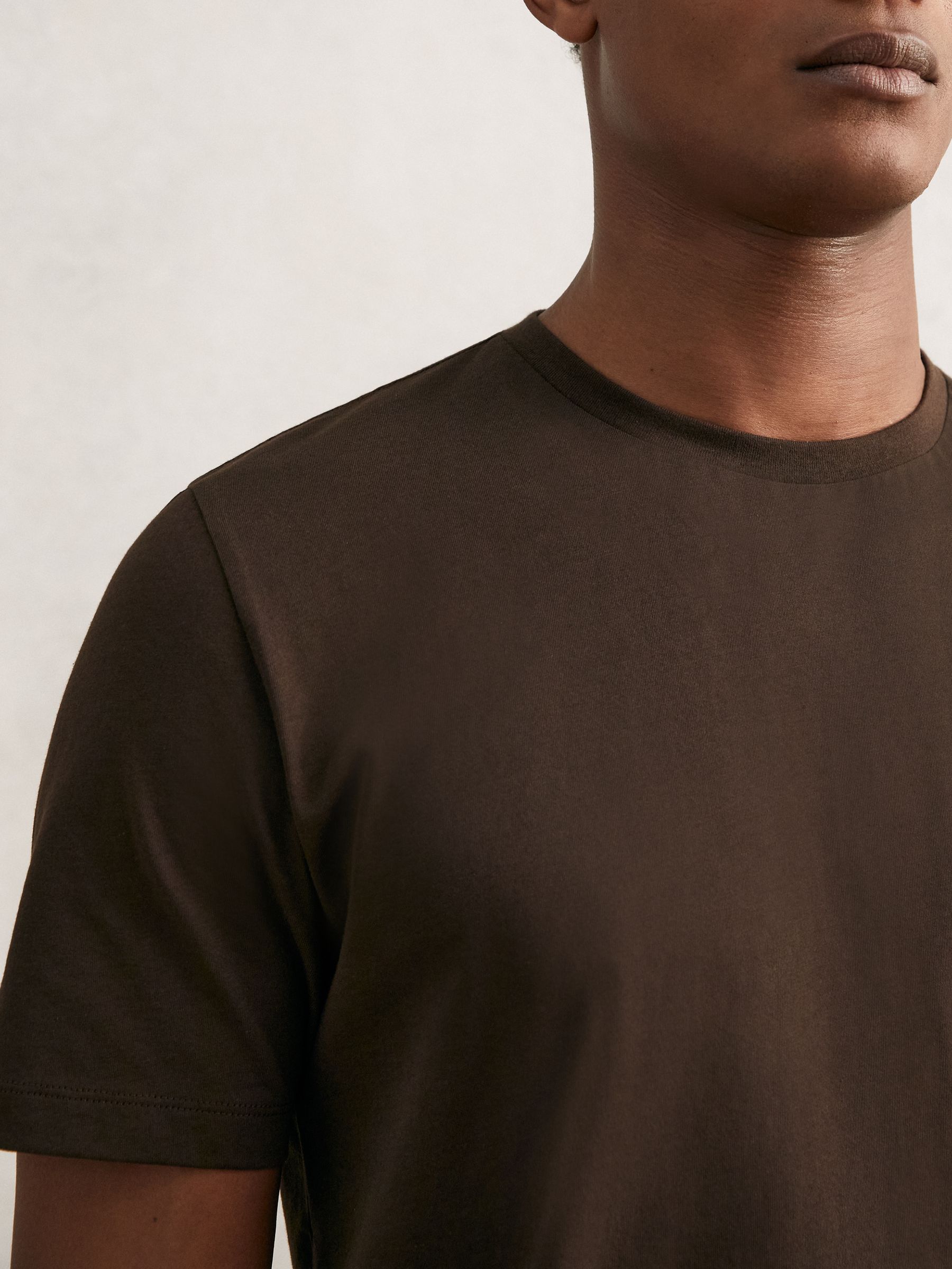 Cotton Crew Neck T-Shirt in Coco Brown
