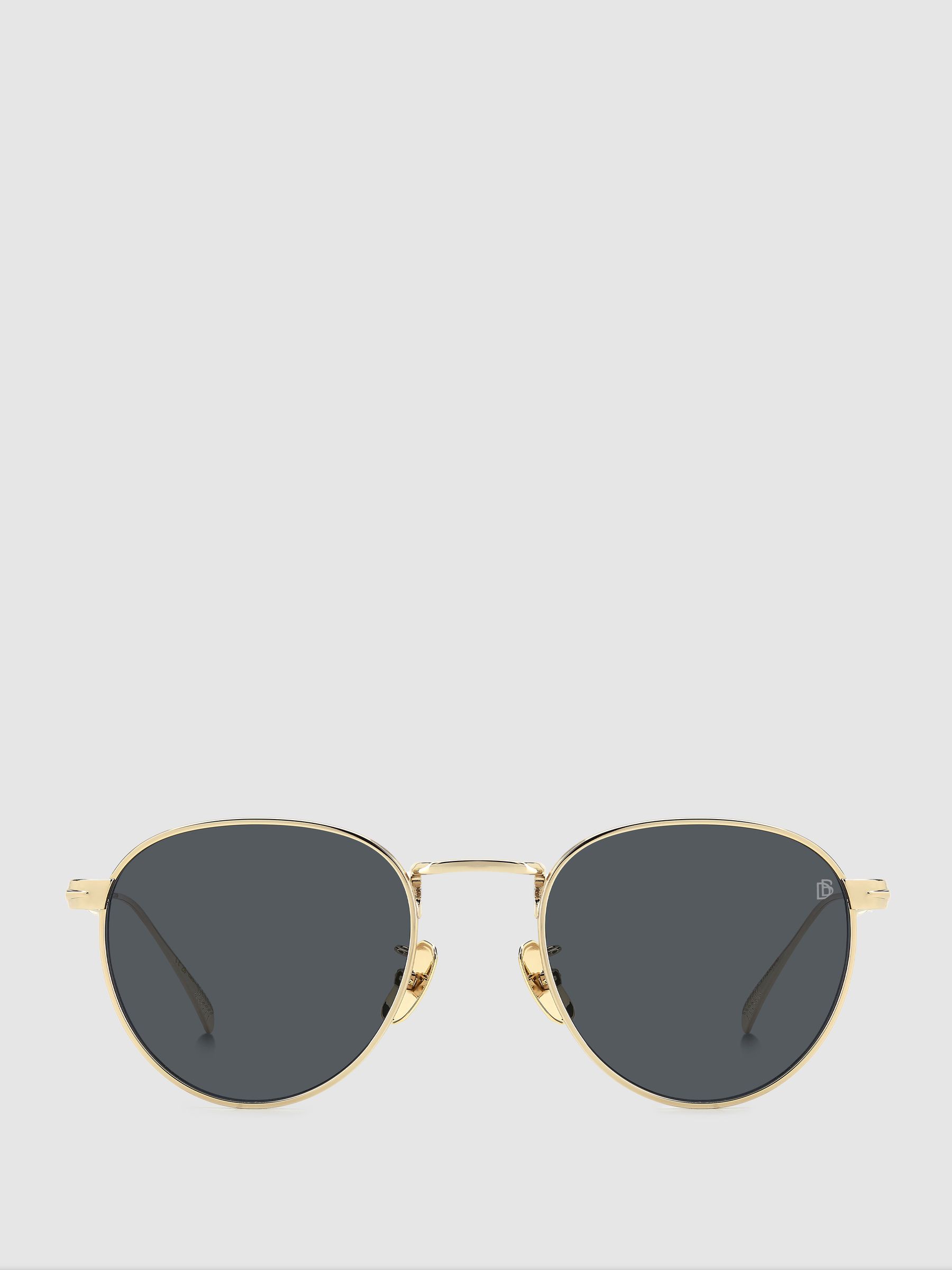Eyewear by David Beckham Round Trim Sunglasses in Gold/Black