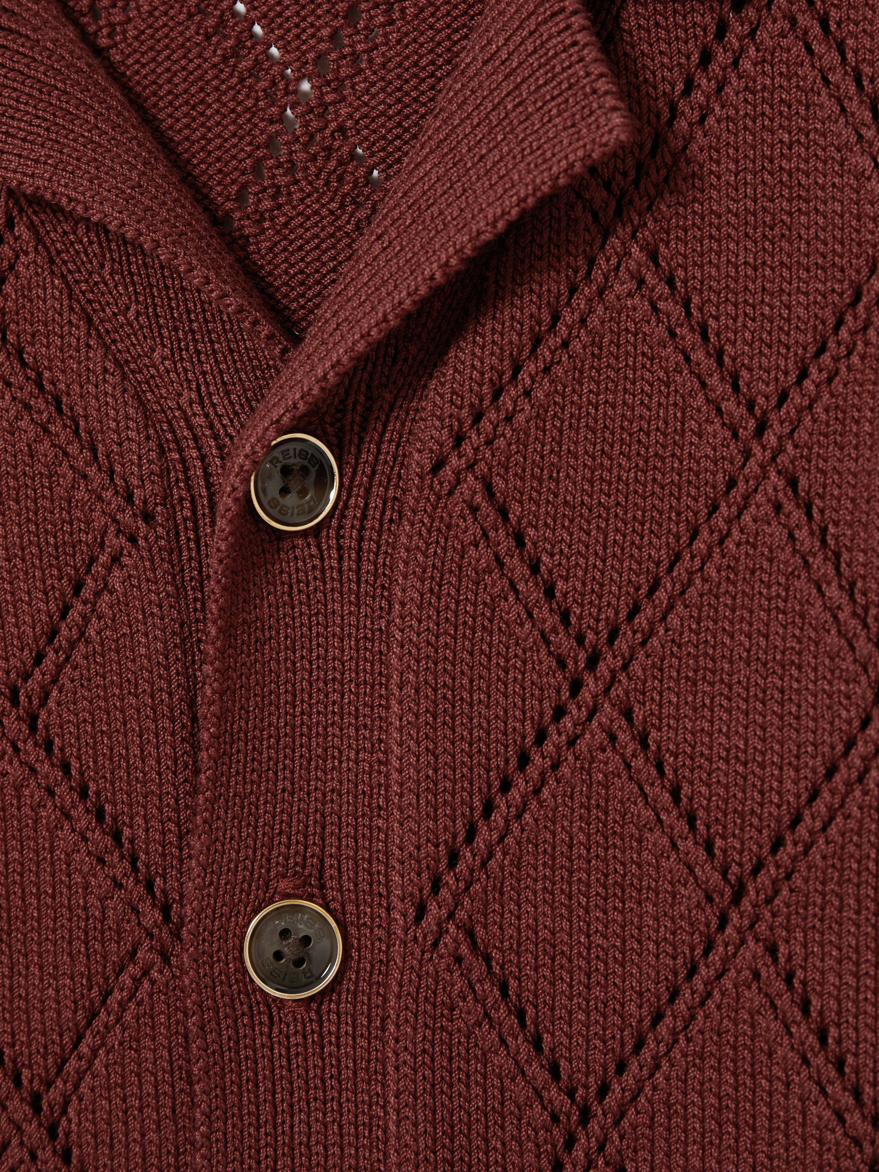 9-13 yrs Cotton Blend Diamond Knit Shirt in Paprika Red