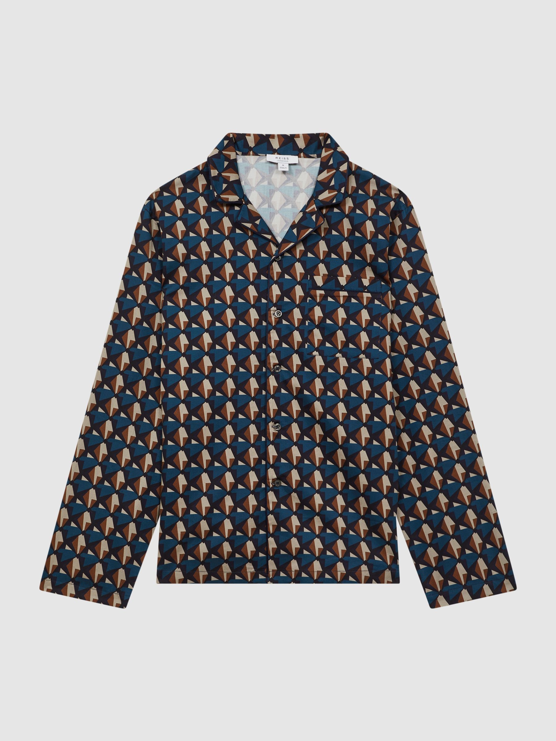 Cotton Printed Cuban Collar Pyjama Top in Multi