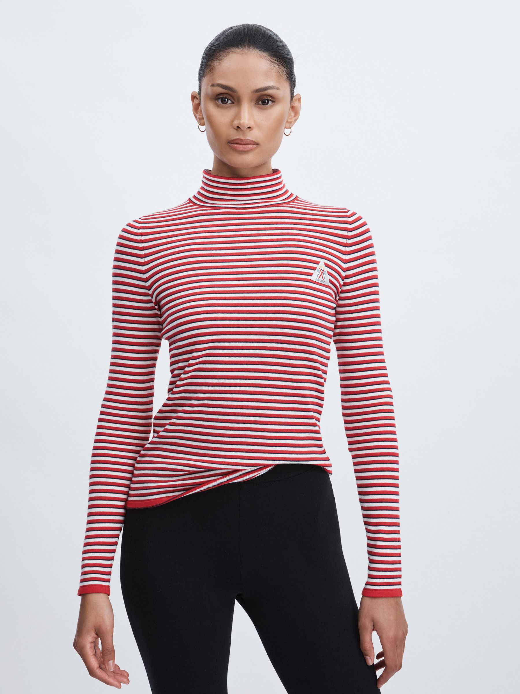 The Upside Organic-Cotton Striped Knit Top in Red Stripe