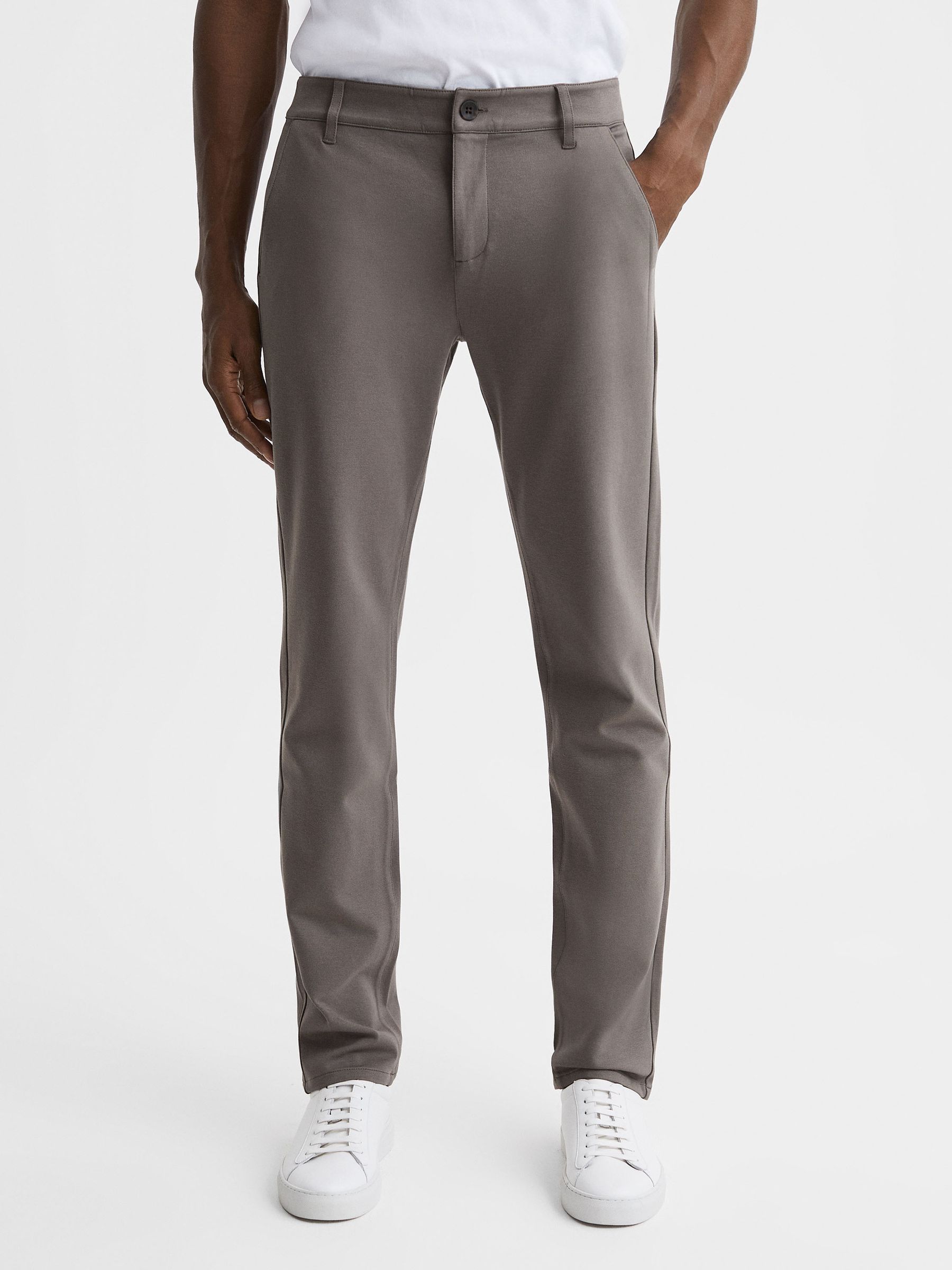 Paige Mid Rise Trousers in Dark Taupe