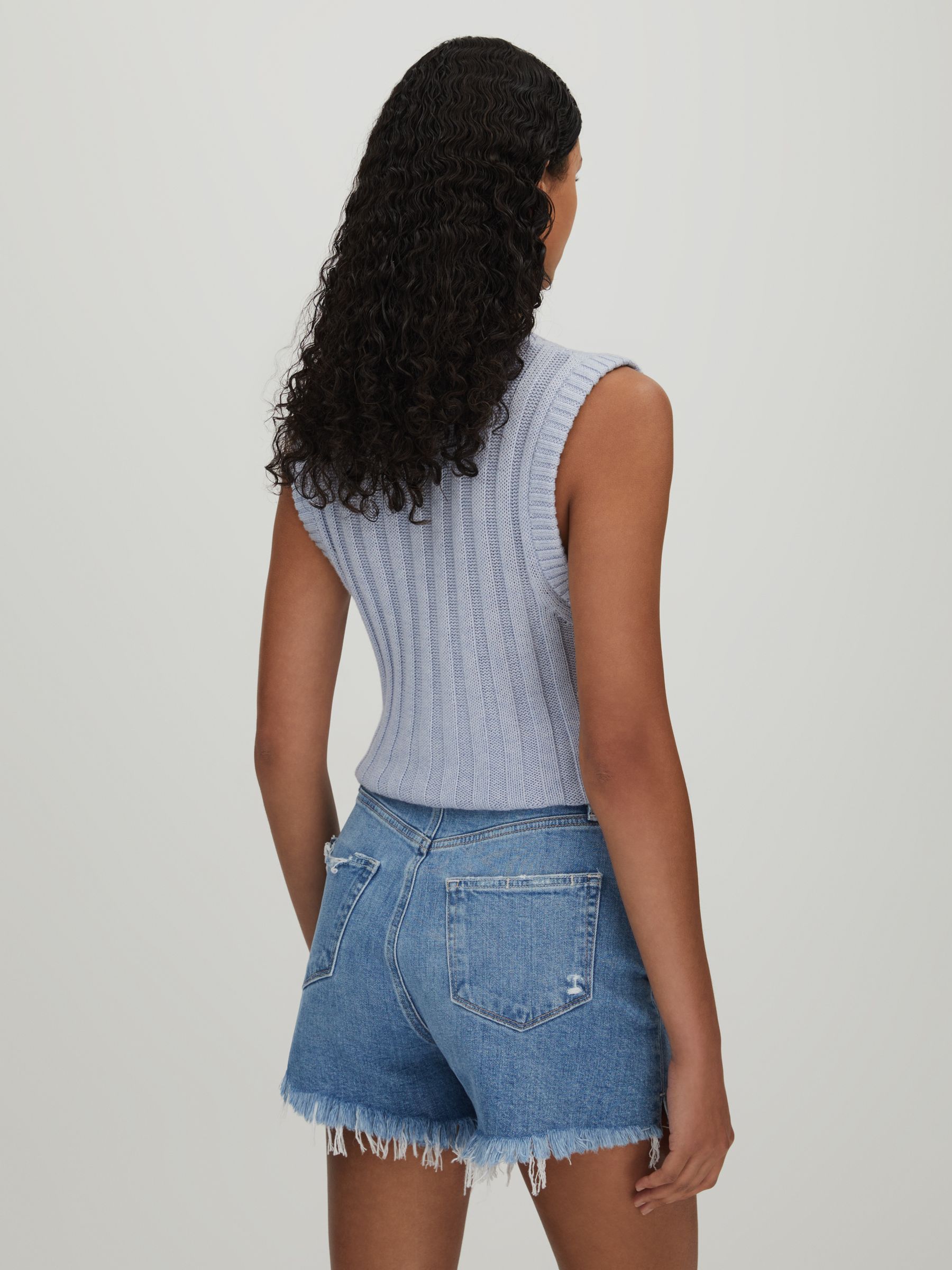 Paige Cable Knit Vest in Soft Blue