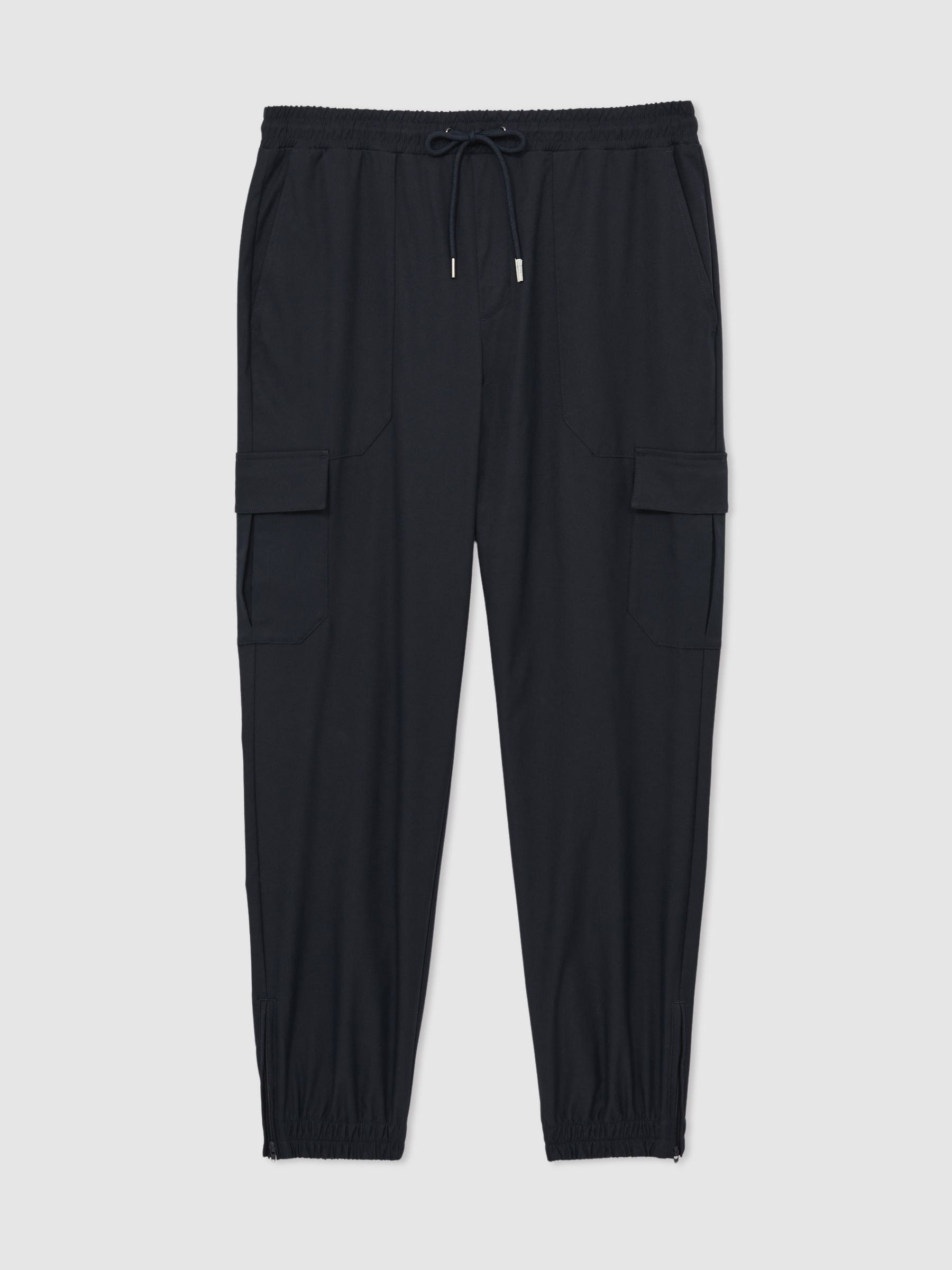 Technical Cargo Drawstring Trousers in Navy
