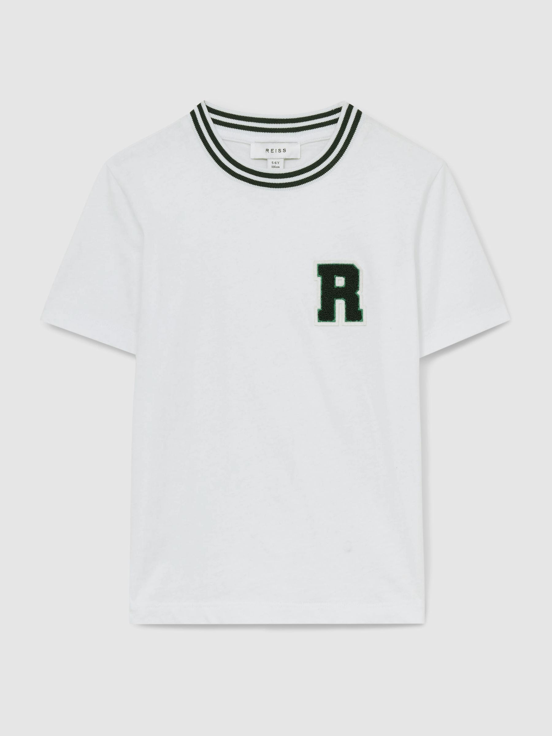 13-14 yrs Cotton Letter Patch T-Shirt in White