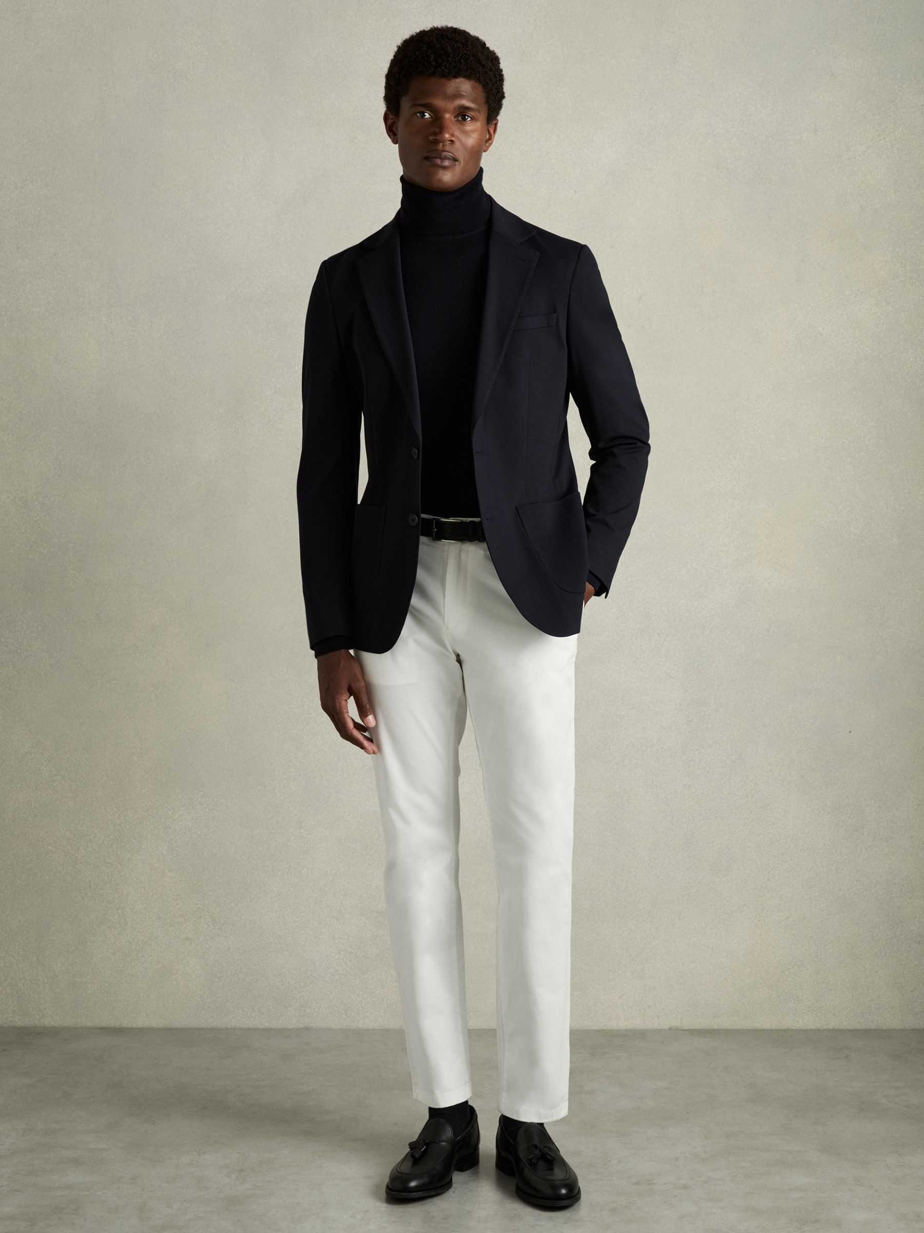 Washed Cotton Slim Fit Chino in White