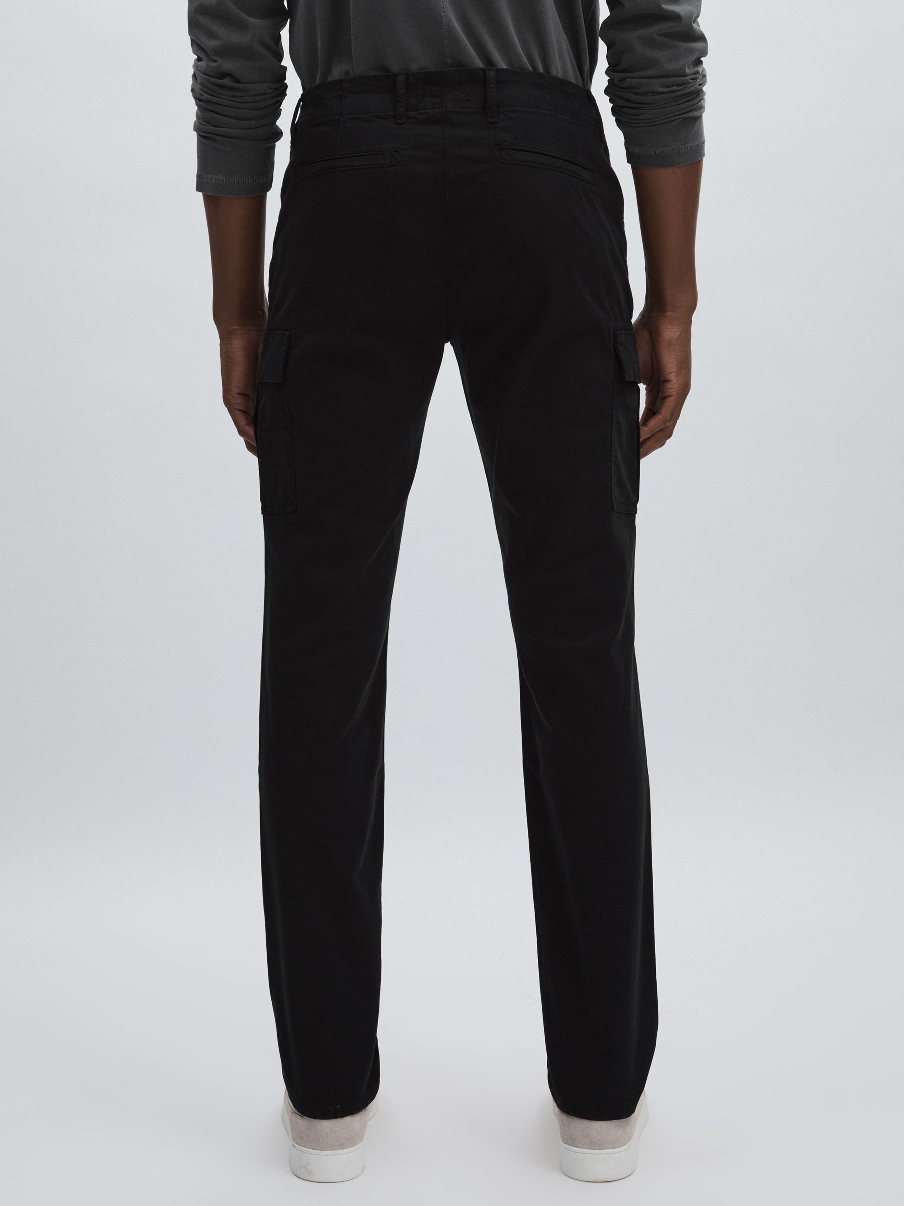 Paige Stretch-Cotton Slim Cargo Trousers in Black