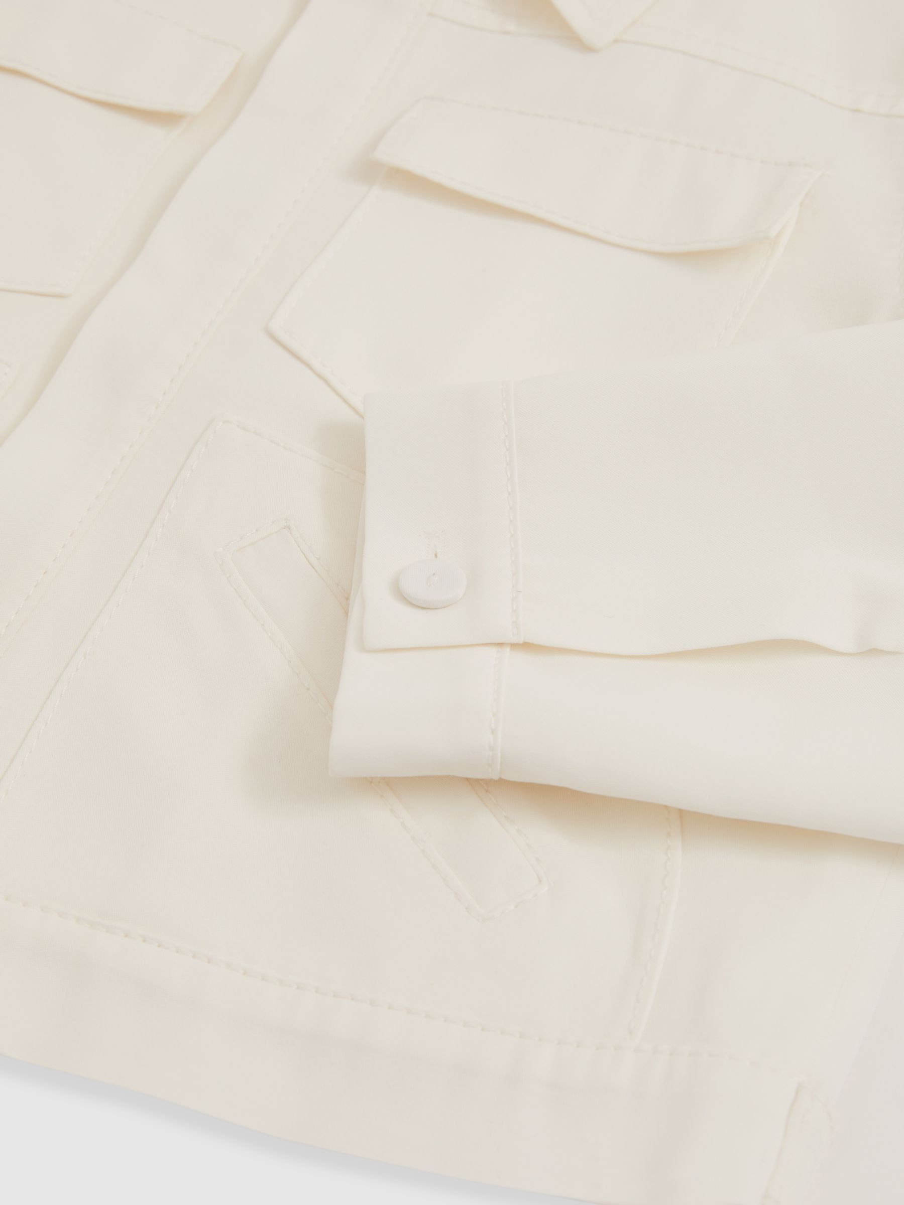 9-13 yrs Button-Through Cropped Shirt Jacket in Ivory