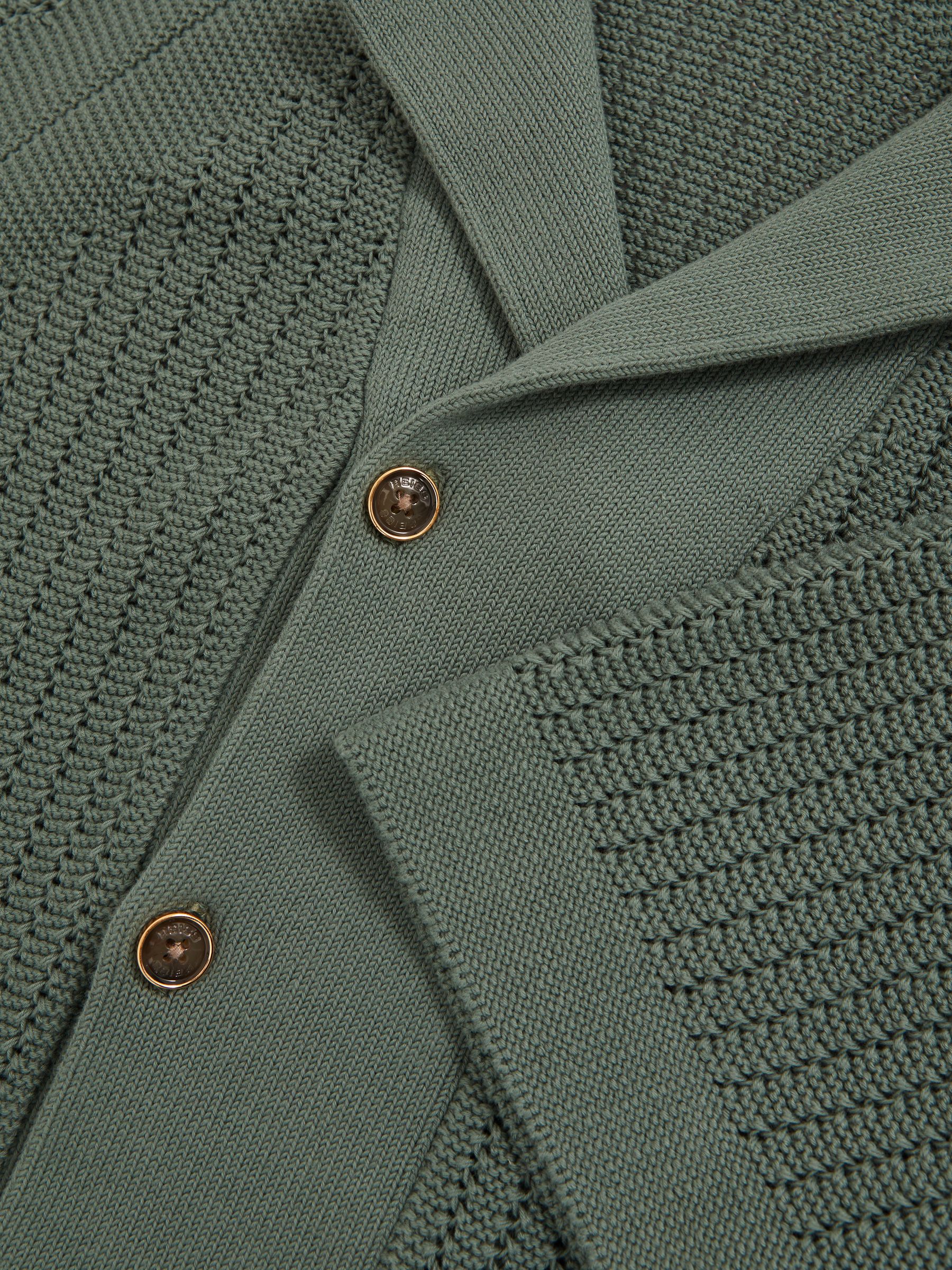 Cotton Textured-Knit Cuban-Collar Shirt in Pine Green