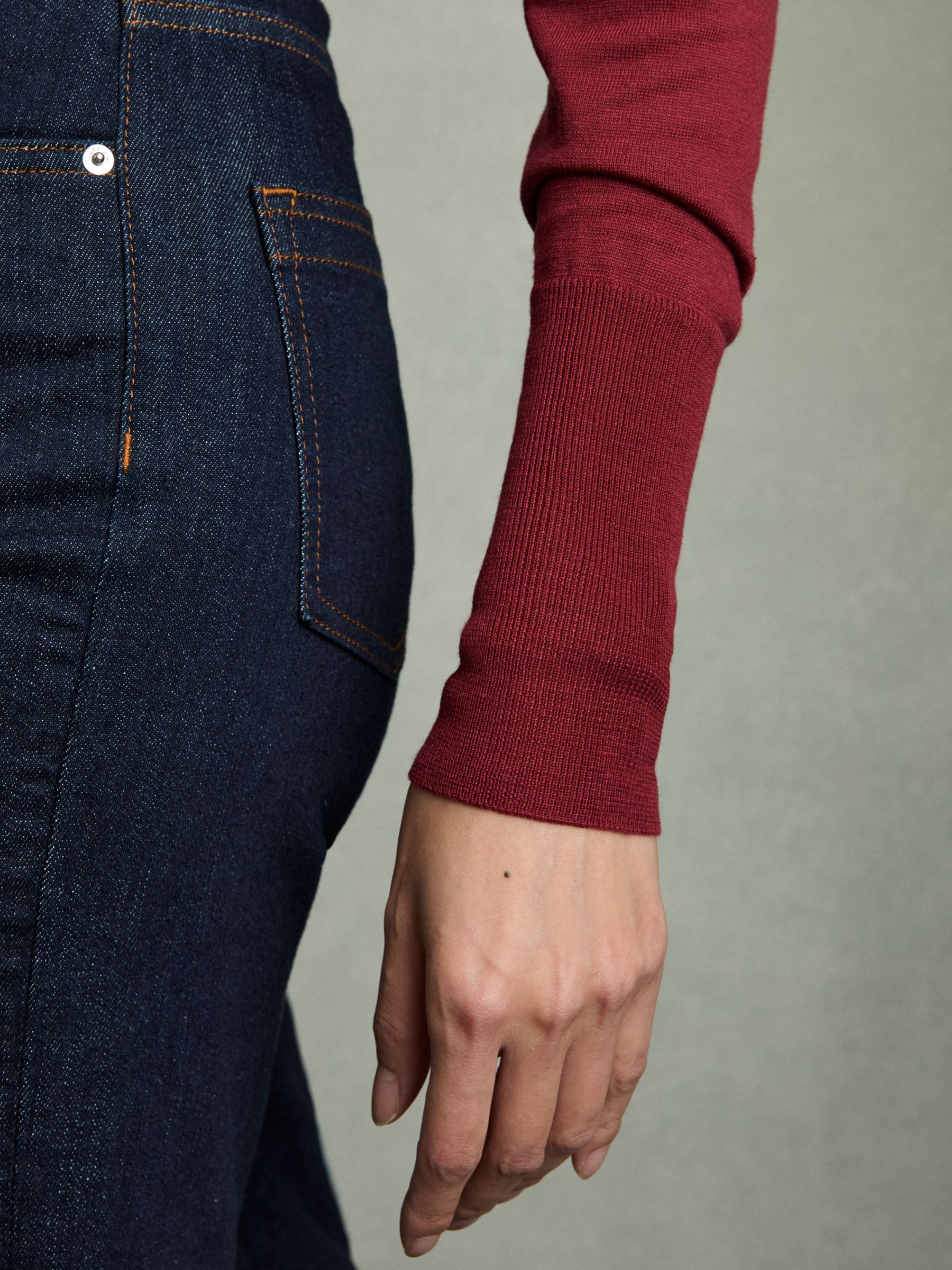 Fine-Knit Crew-Neck Jumper With Cashmere in Red