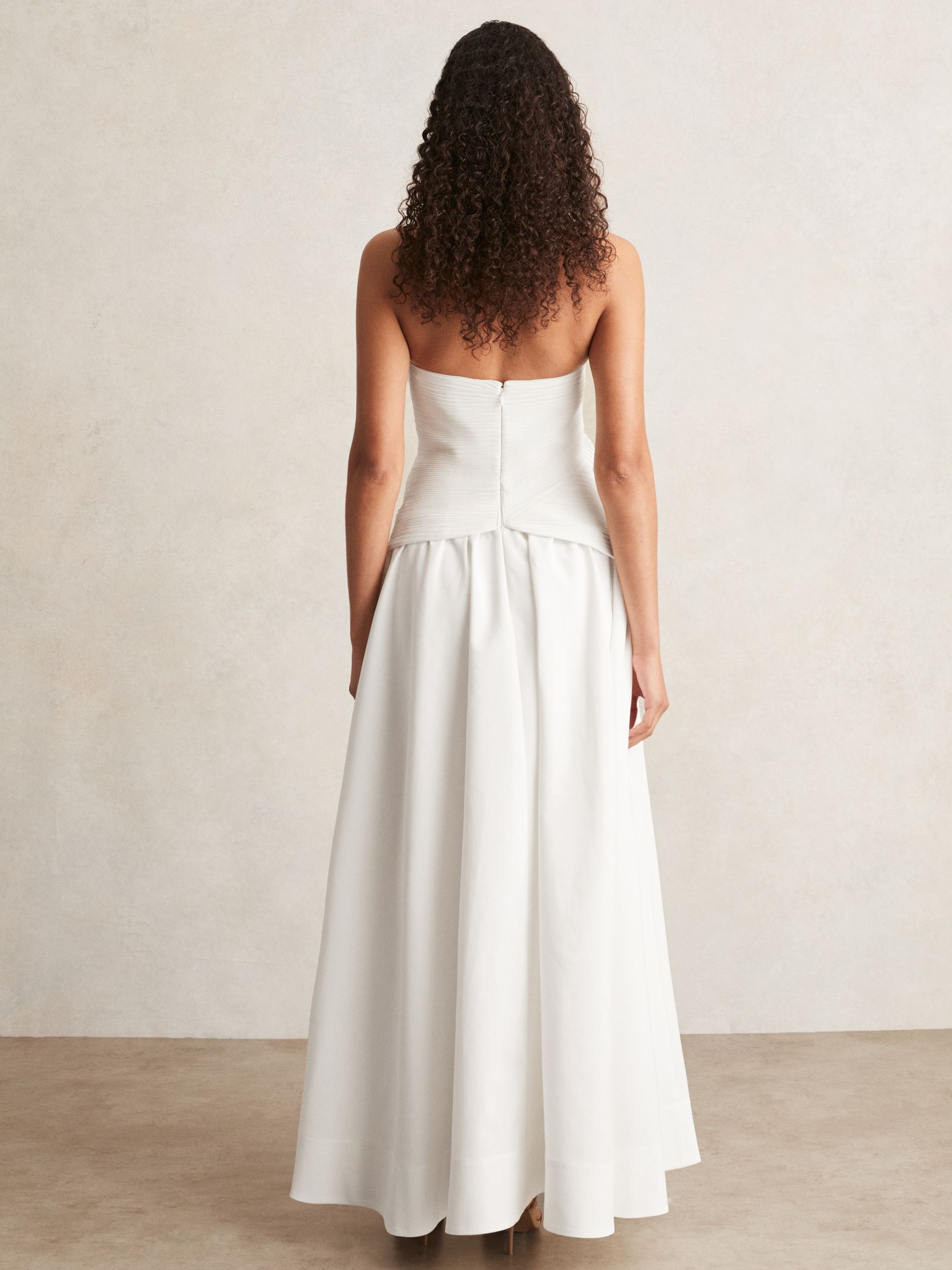 Acler Ivory Plissé Fan Strapless Maxi Dress in Ivory