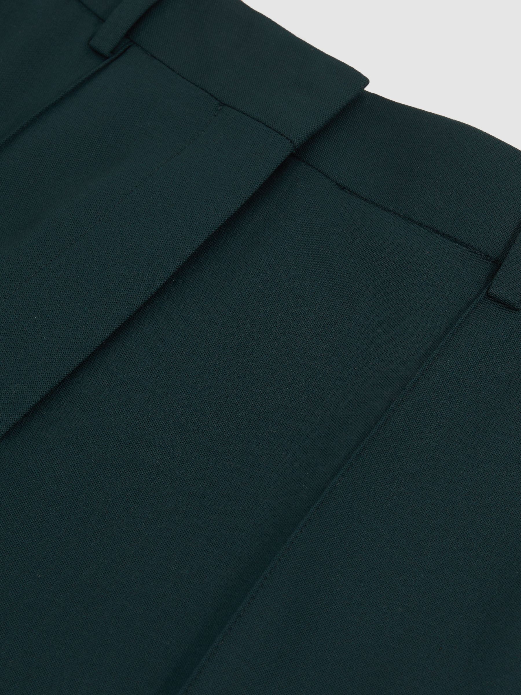 Wool-Blend Wide-Leg Suit Trousers in Green