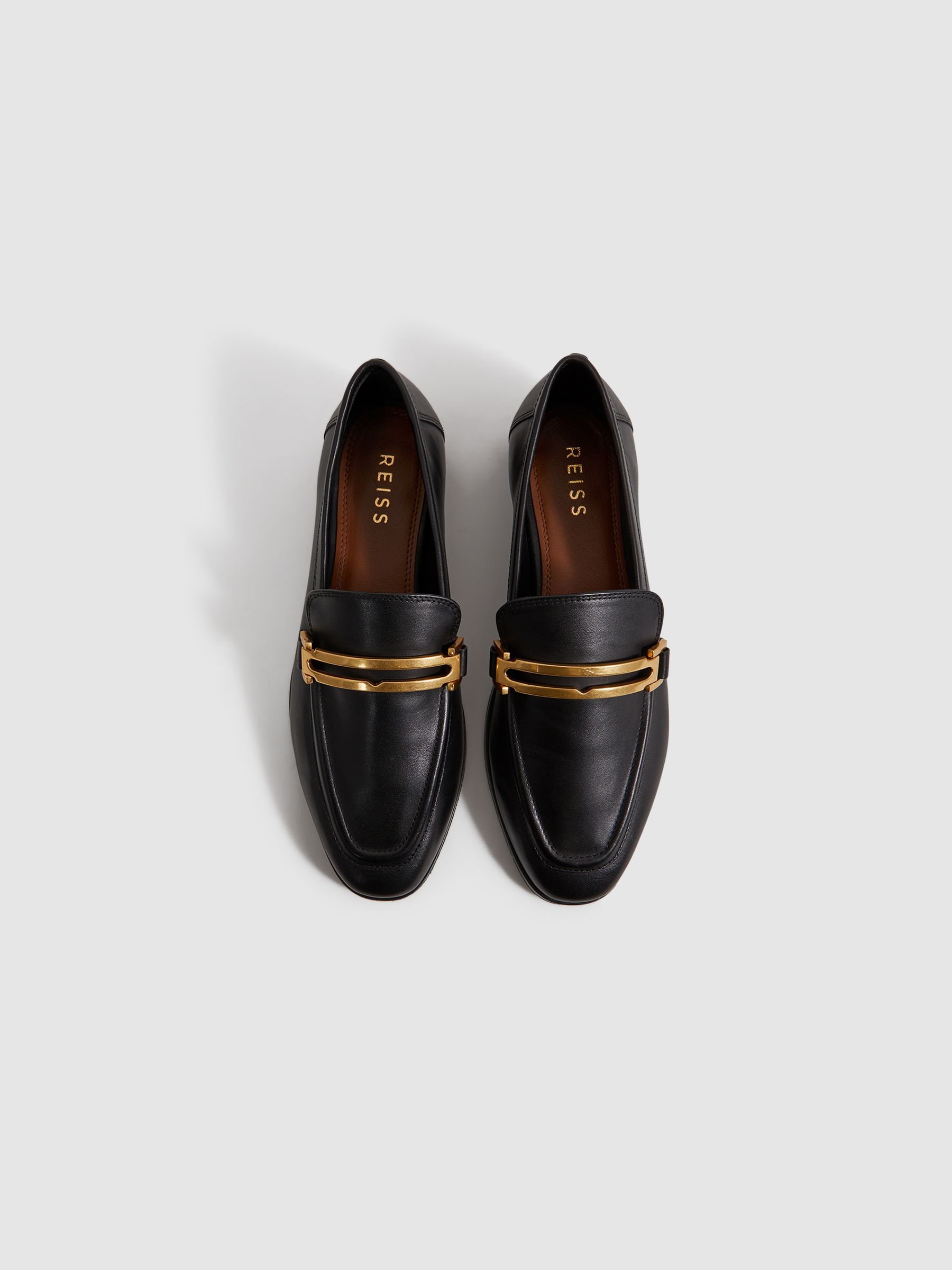 Leather Rounded Loafers in Black