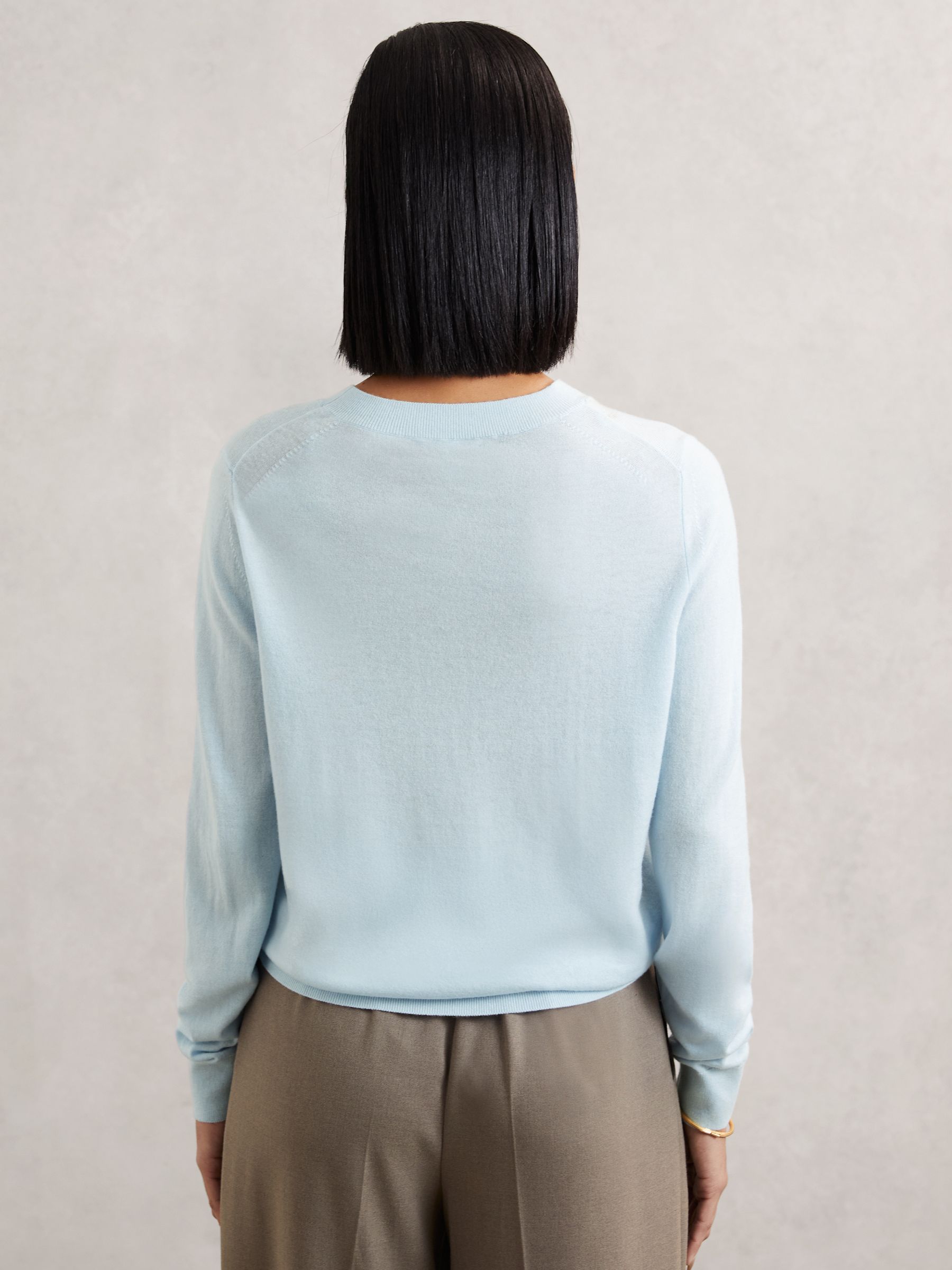 Merino Wool Crew-Neck Jumper in Blue