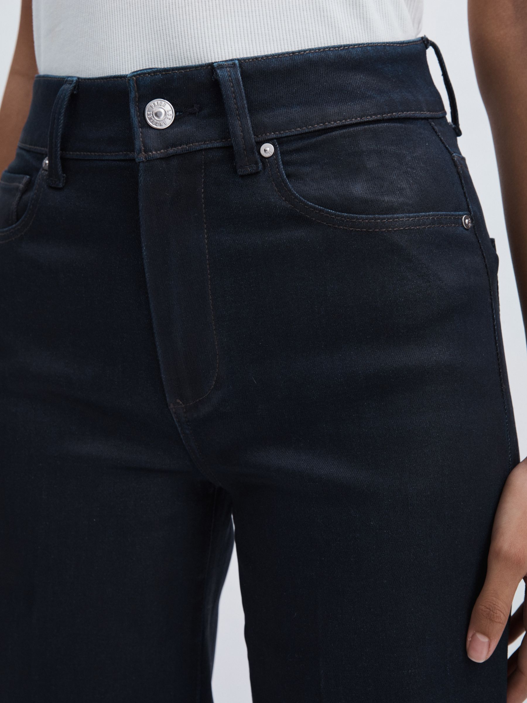 Paige Wide-Leg Coated Jeans in Glazed Indigo