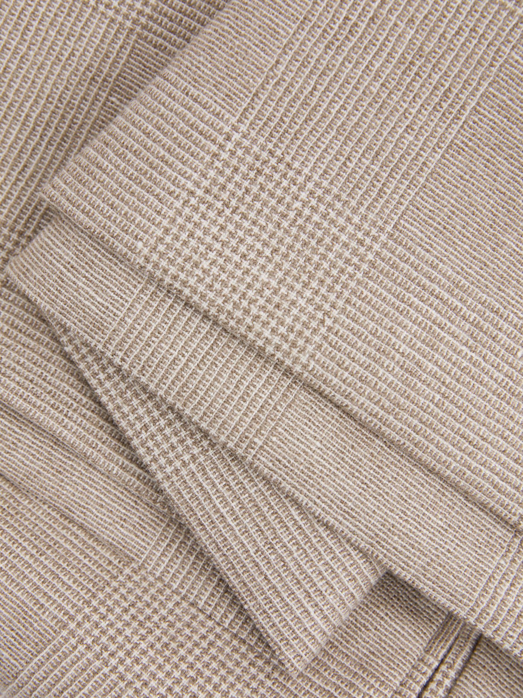 Checked Side Adjuster Trousers in Wool-Linen in Oatmeal