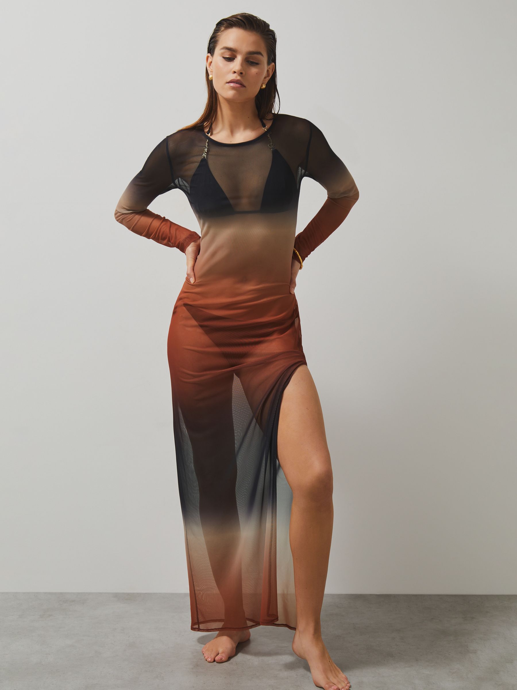 McLaren F1 Team Ombré Mesh Maxi Dress in Multi