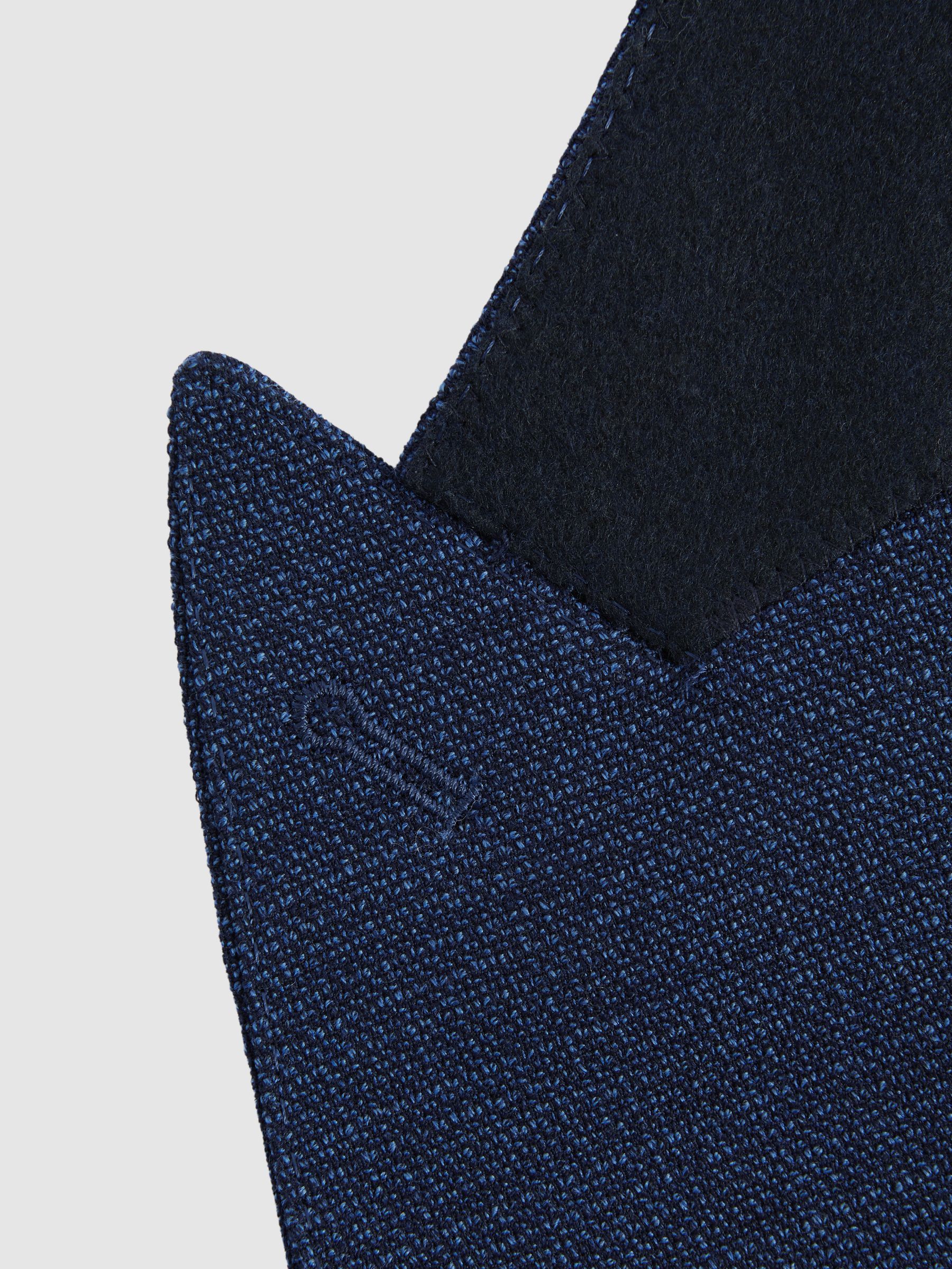 Wool Blend Double Breasted Blazer in Indigo