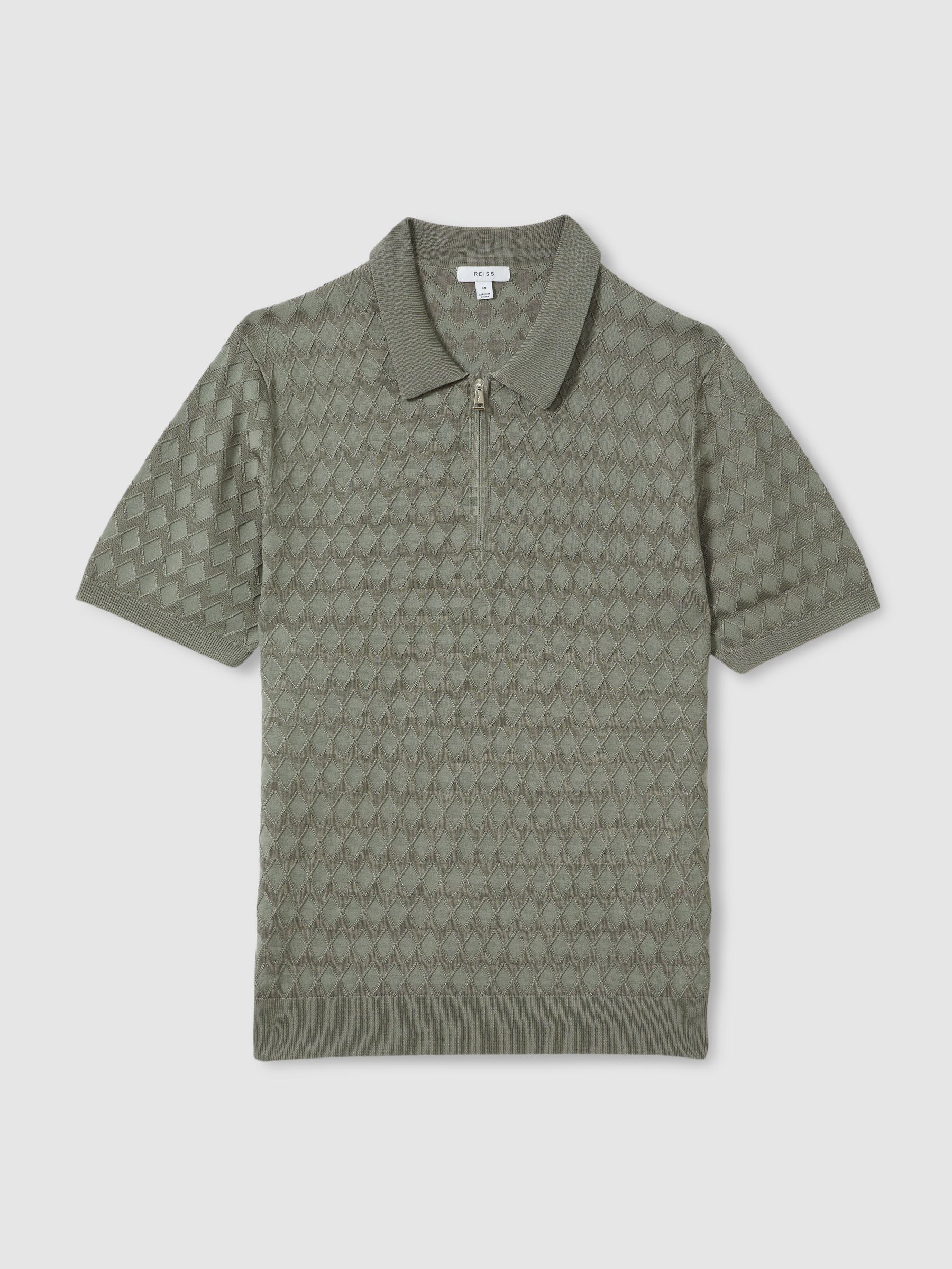 Half Zip Knitted Polo Shirt in Sage