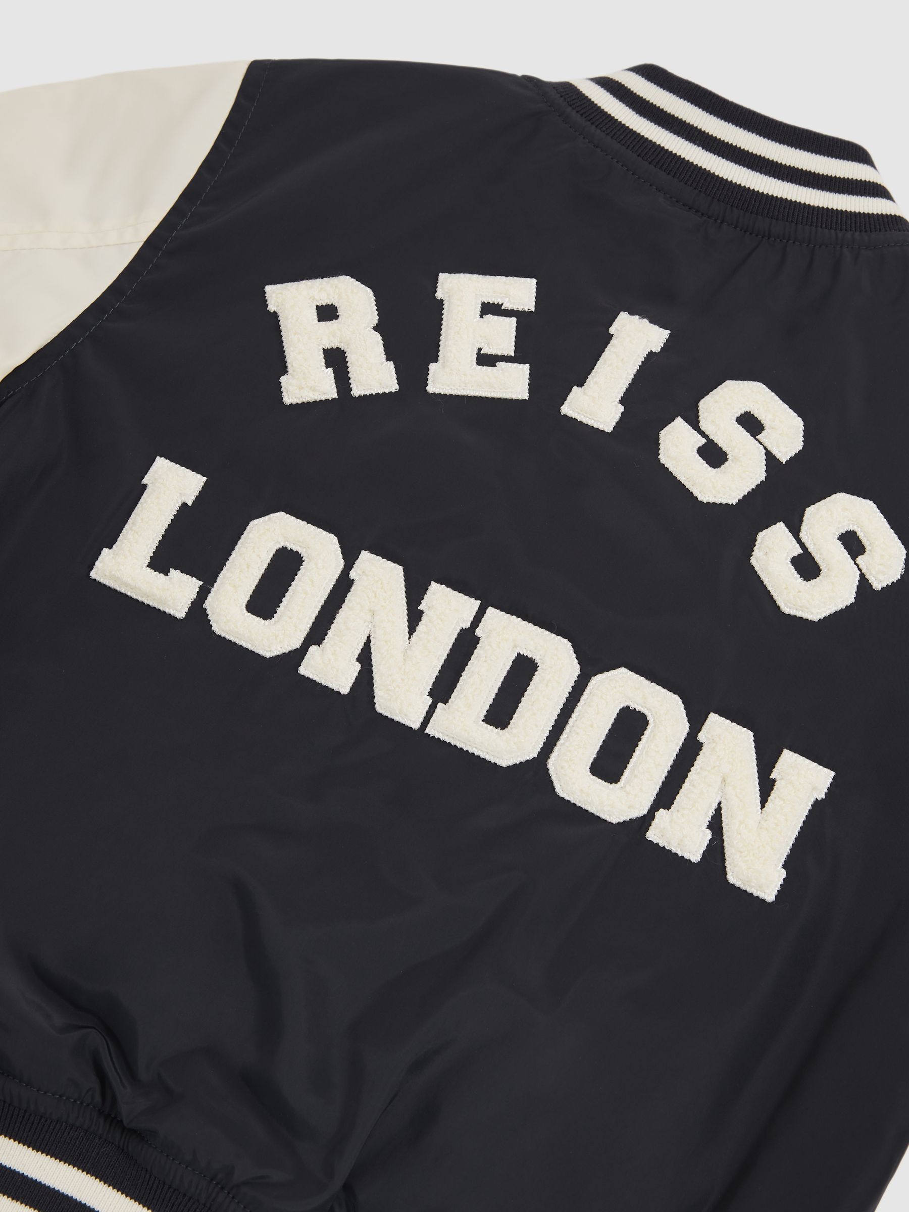 13-14 yrs Colour-Block Varsity Bomber Jacket in Navy/ Off White