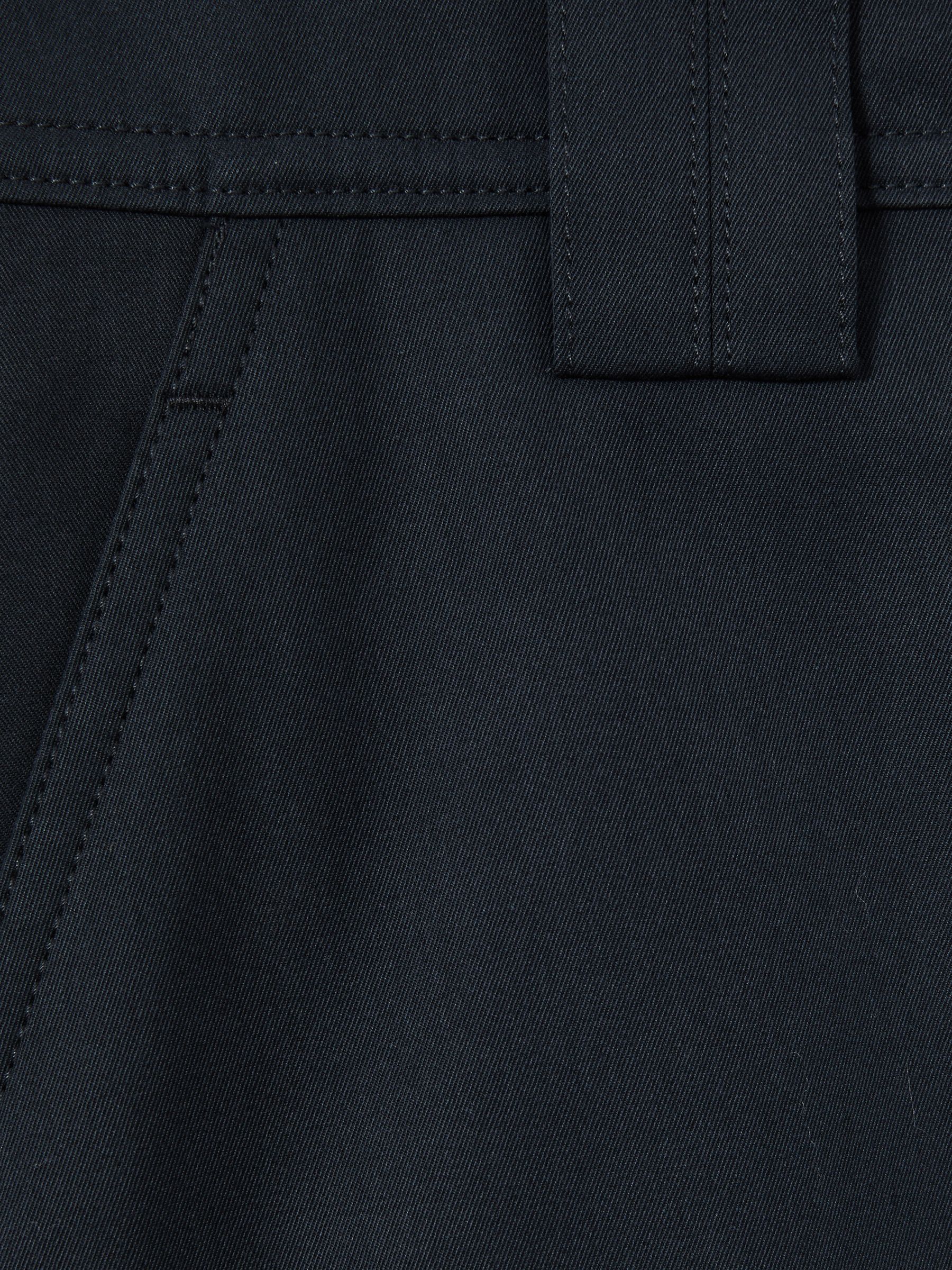 Cotton-Tencel Wide-Leg Combat Trousers in Navy