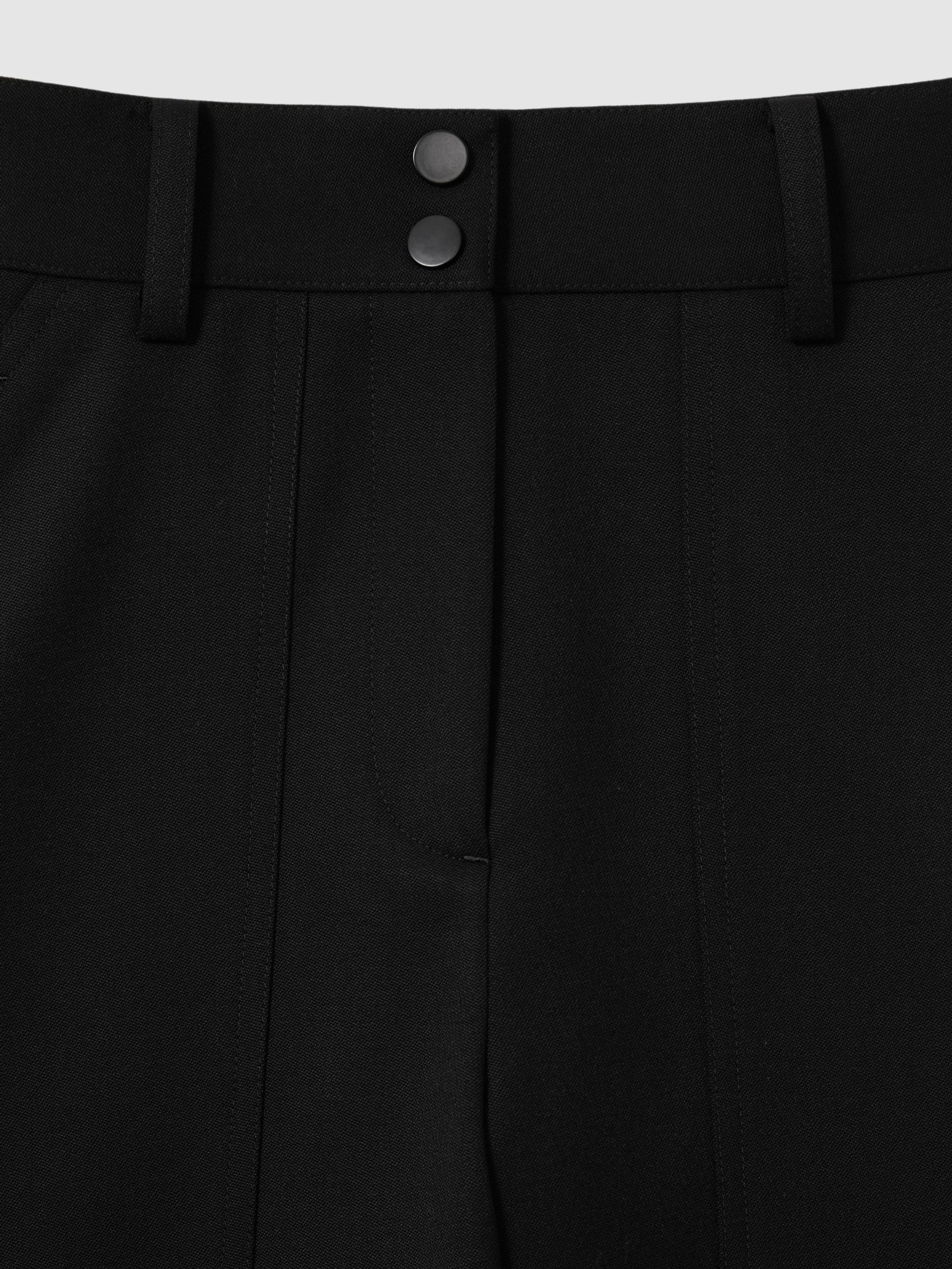 Wool Blend Barrel Leg Trousers in Black