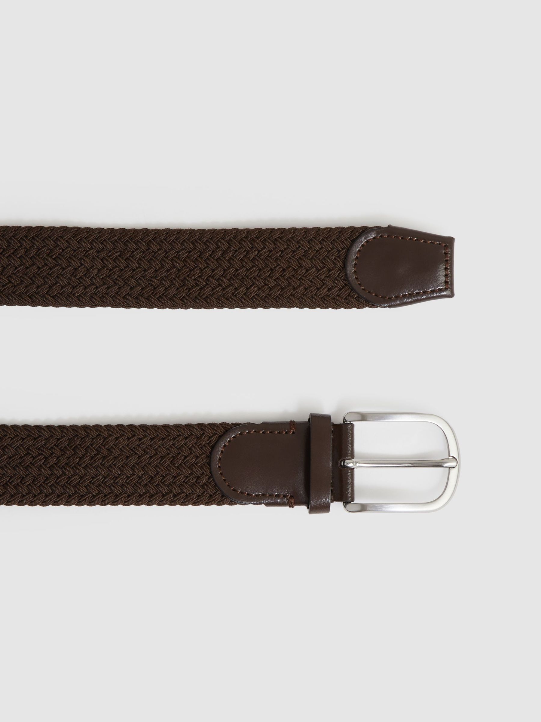 Basket Weave Belt in Dark Brown