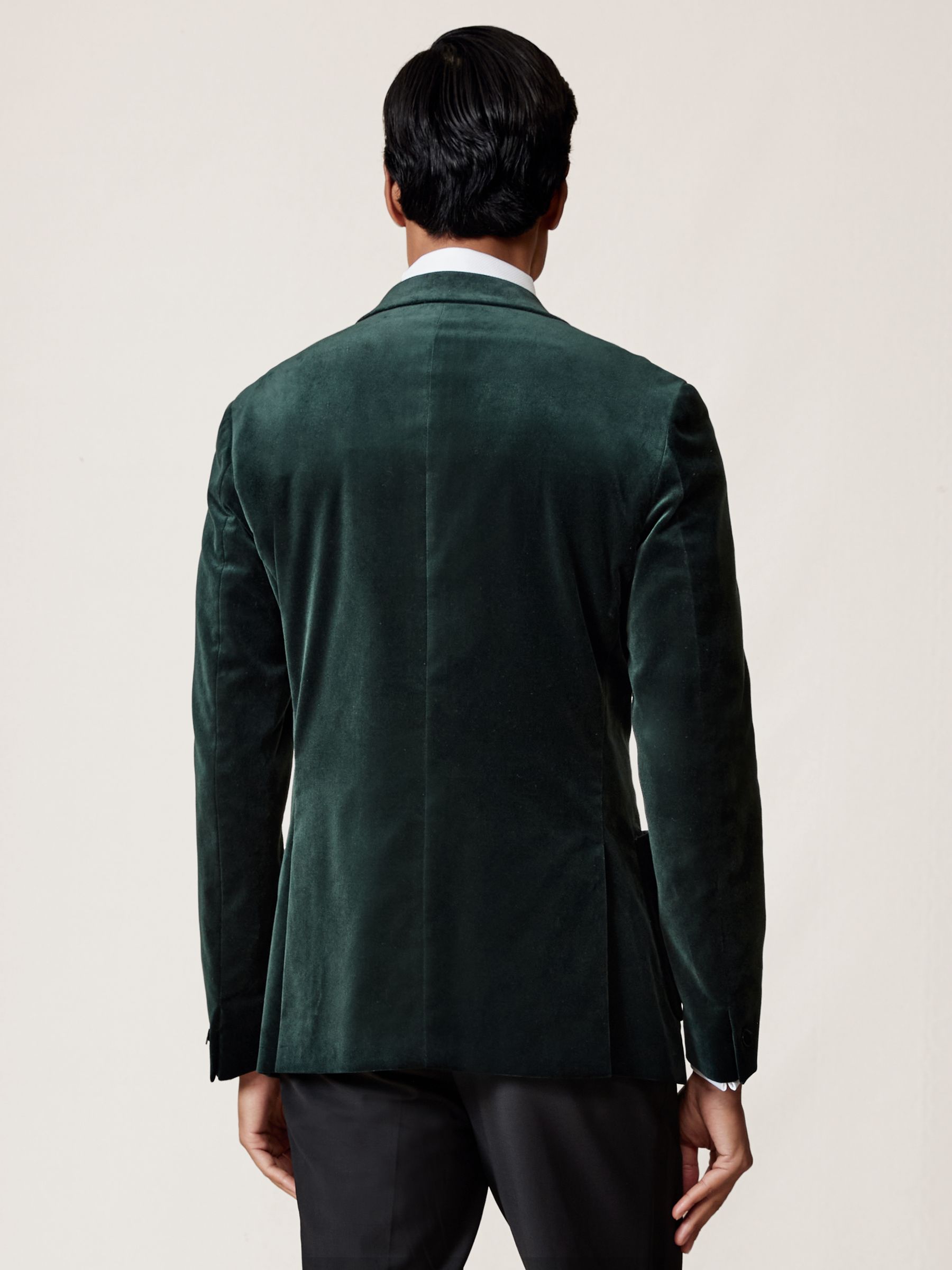Double-Breasted Velvet Blazer Regular-Fit in Emerald Green