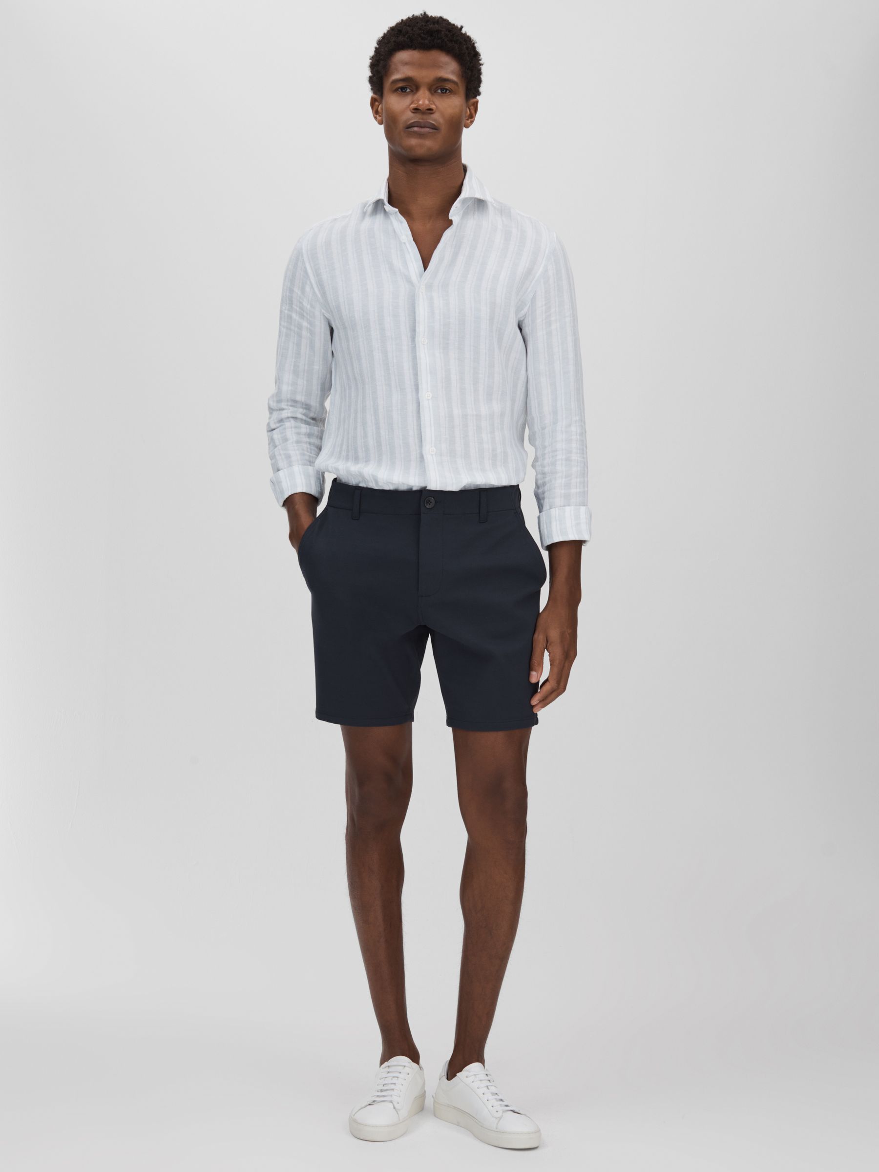 Paige Tailored Knitted Shorts in Deep Anchor