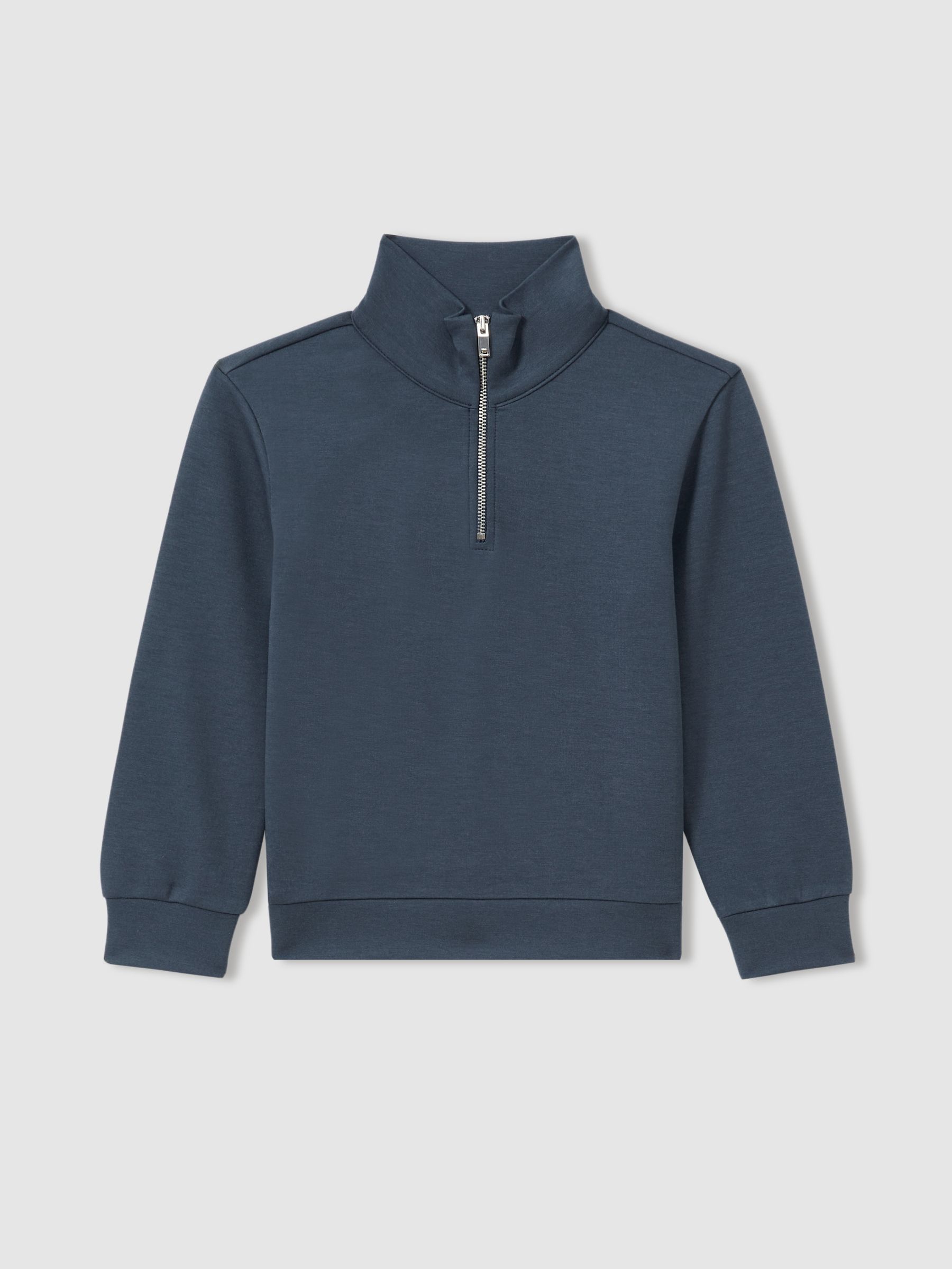 9-13 yrs Interlock-Jersey Half-Zip Sweatshirt in Dark Diesel Blue