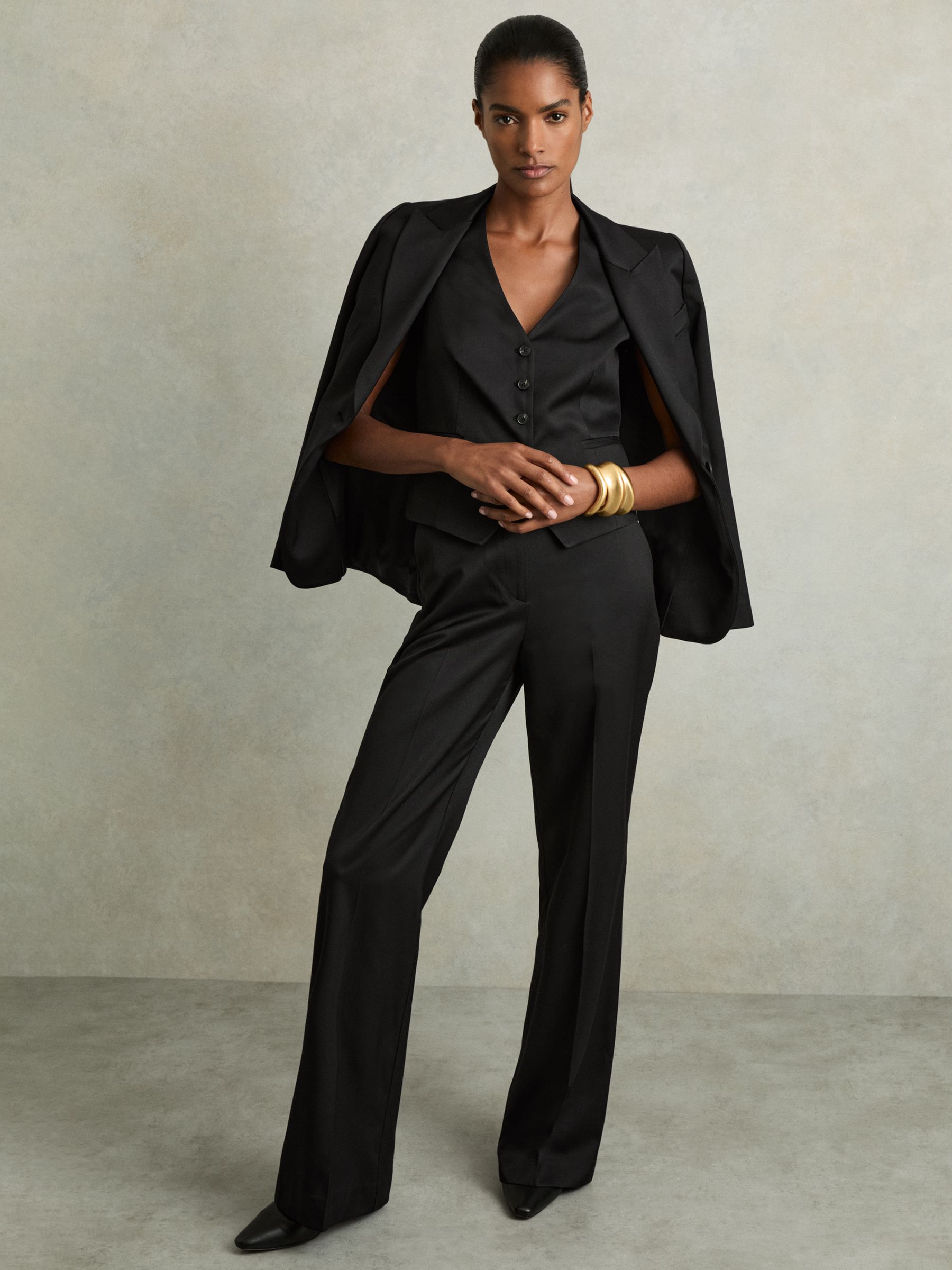 Single-Breasted Tailored Waistcoat in Black