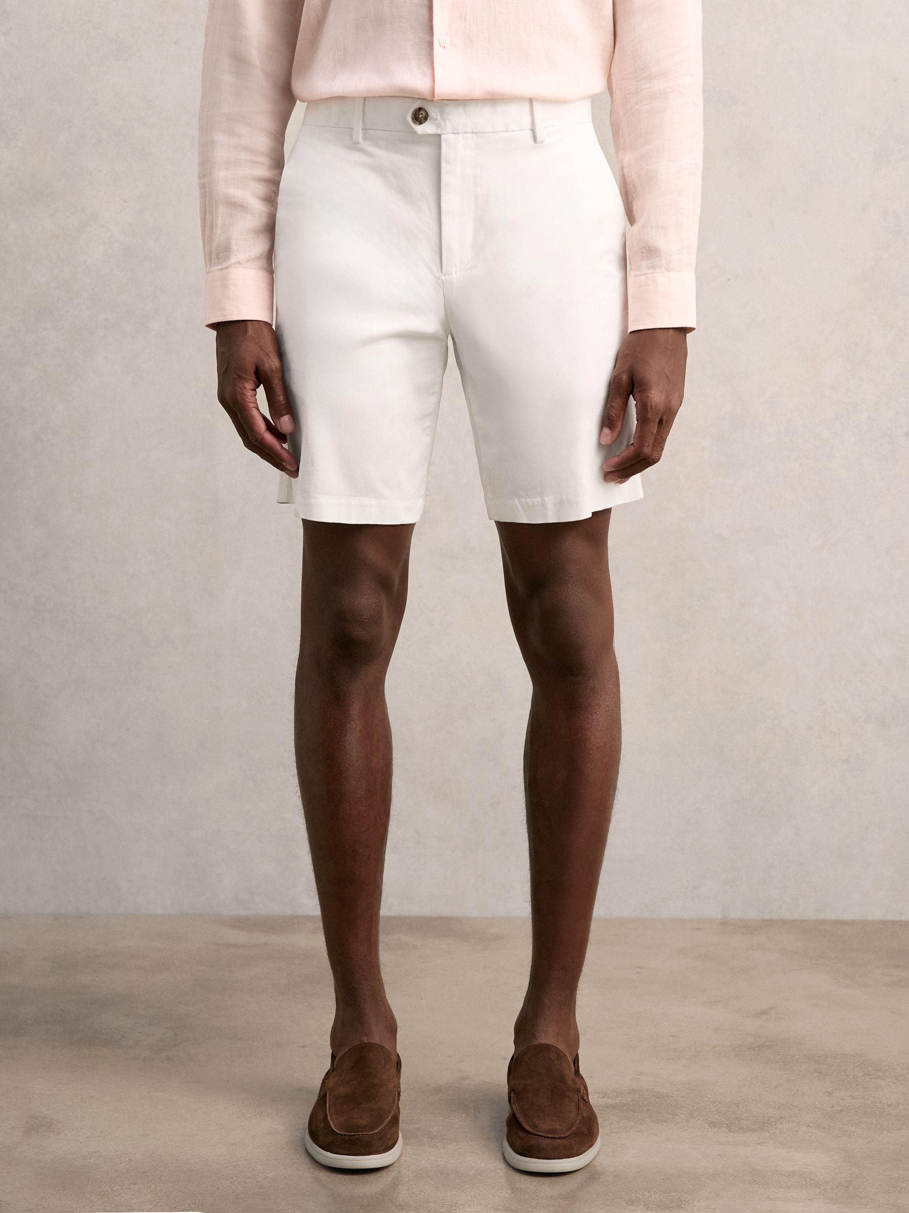 Cotton Chino Shorts with Stretch in White