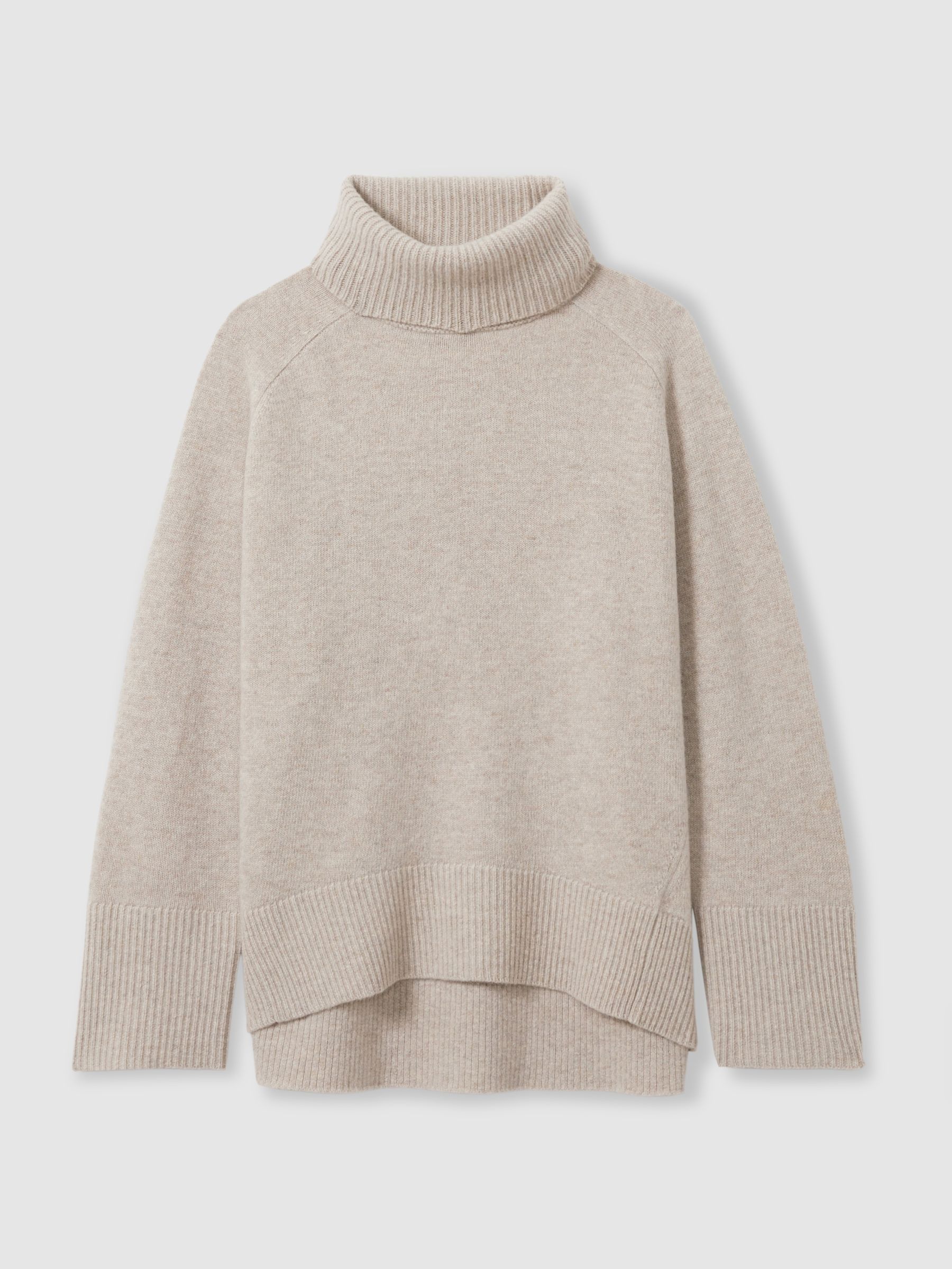 Wool-Cashmere Roll-Neck Jumper in Oatmeal