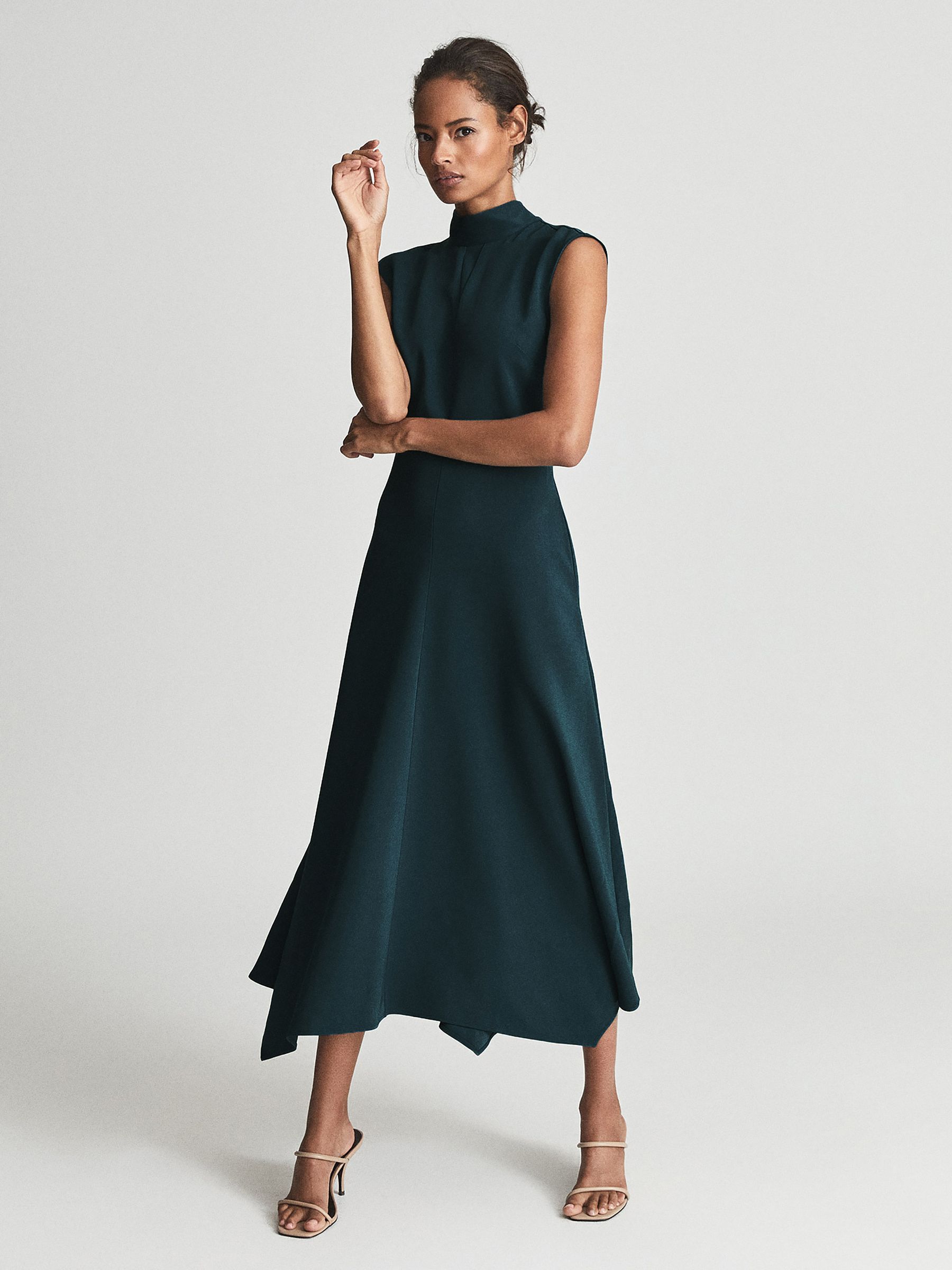 Open Back Midi Dress in Teal