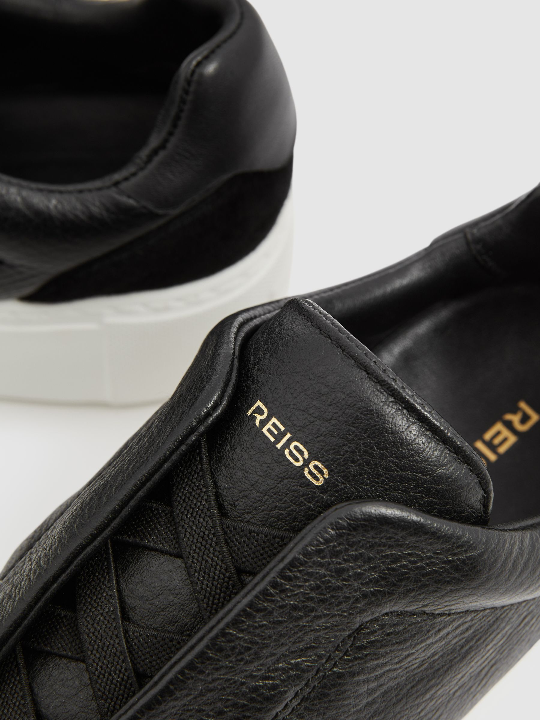 Leather Slip-On Trainers in Black