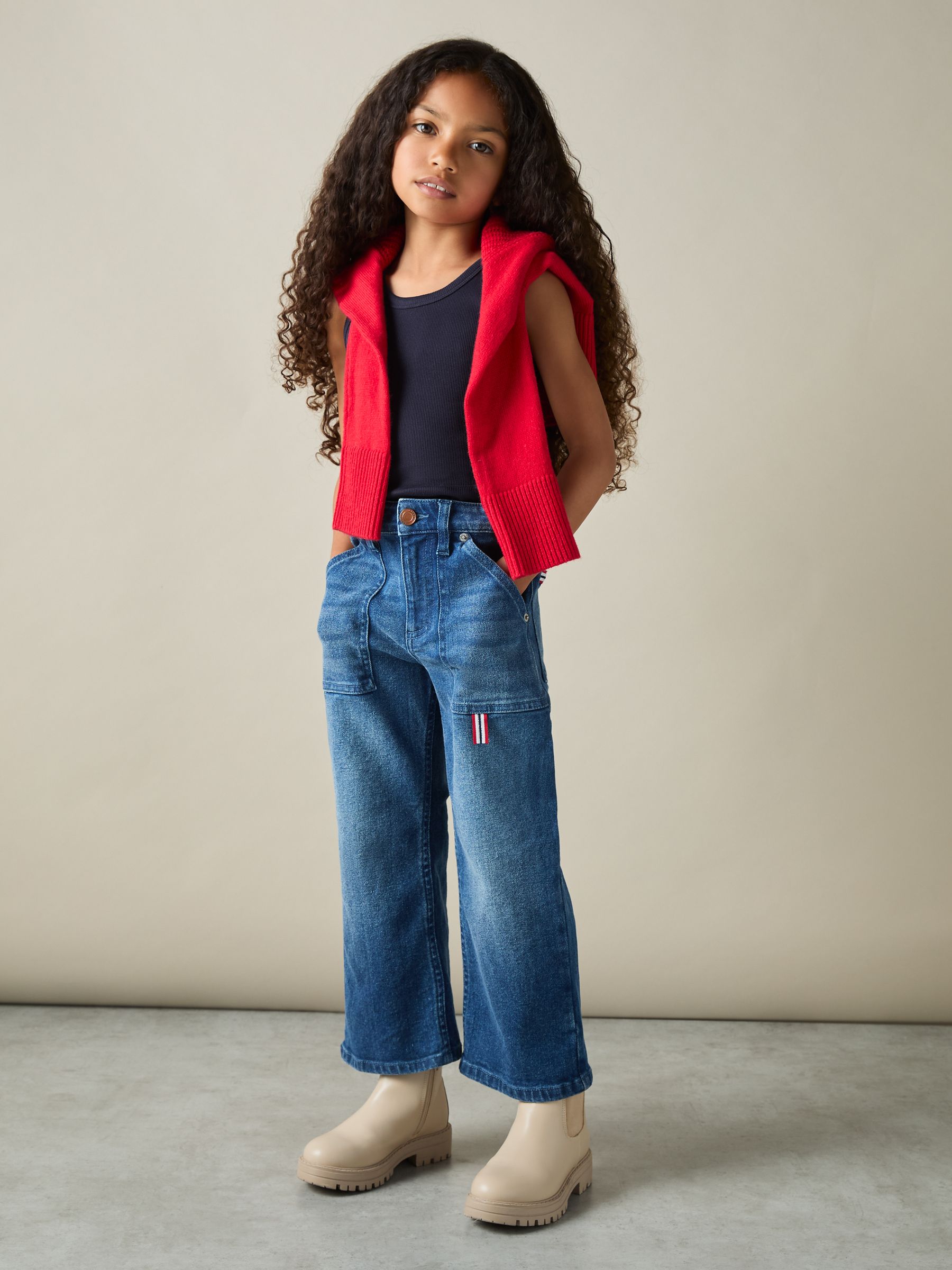 4-9 yrs Cotton Blend Ribbed Vest in Navy