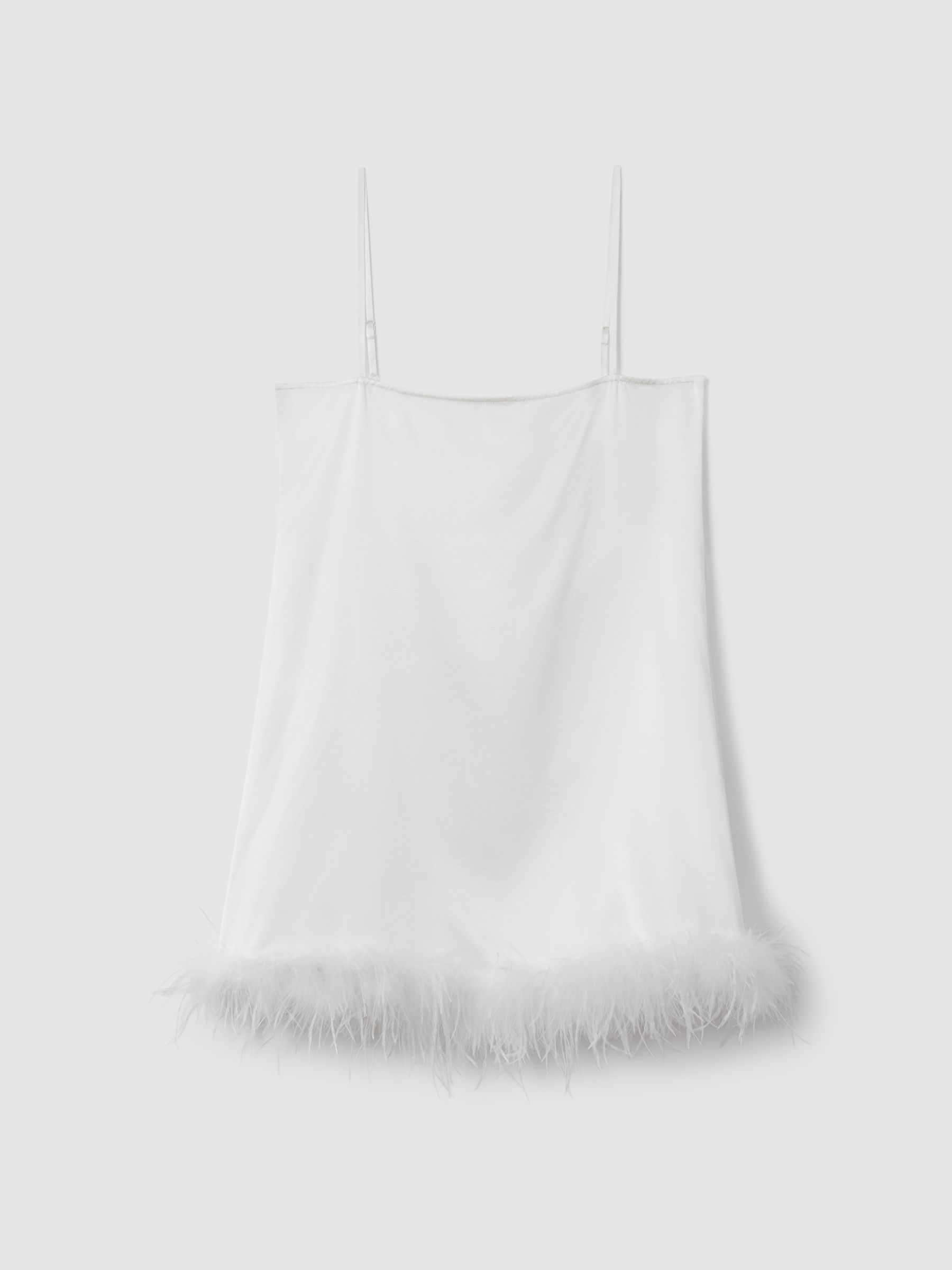 Maison Essentiele Silk Feather Trim Nightdress in White