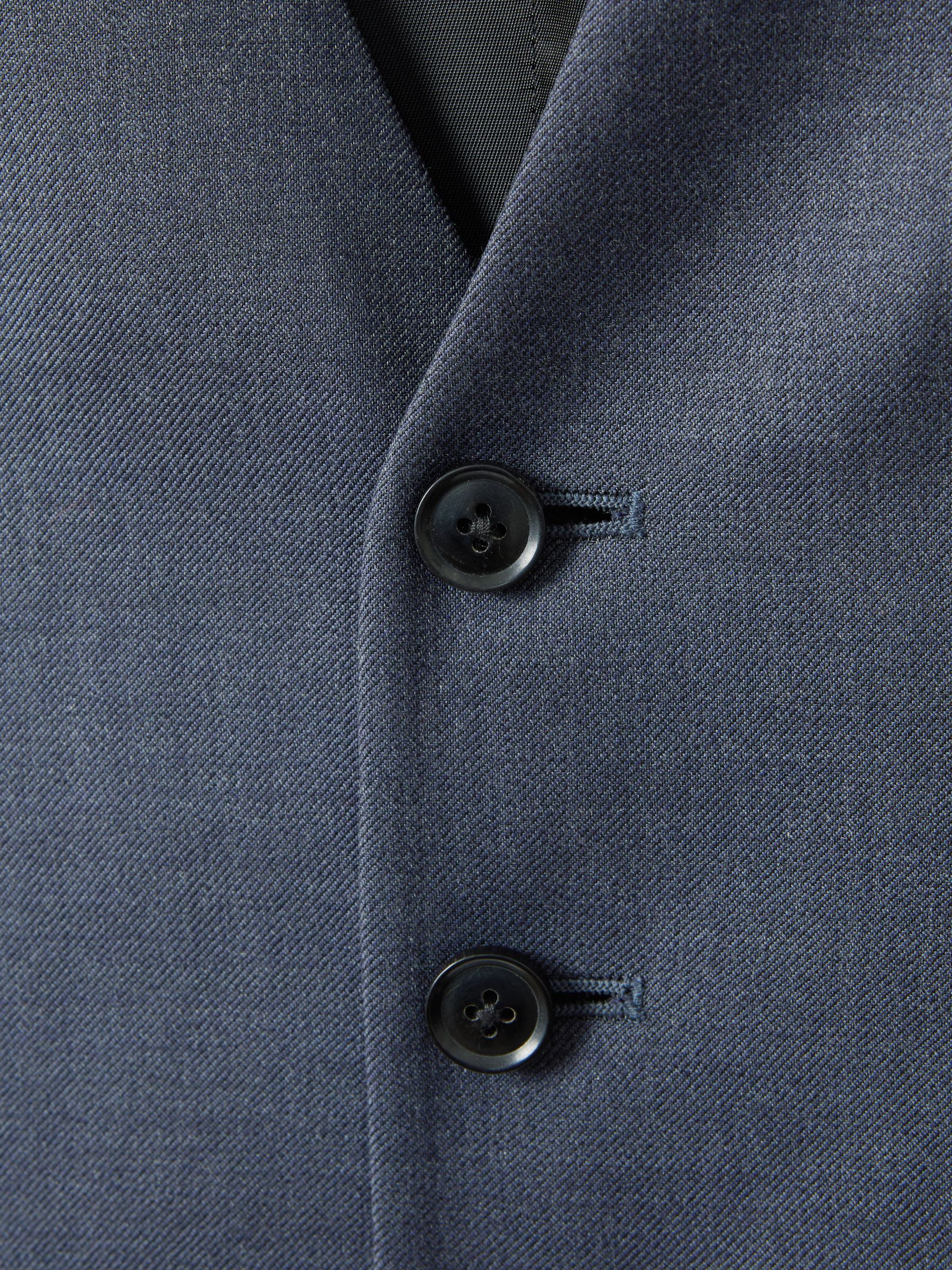 Slim Fit Single Breasted Wool Waistcoat in Airforce Blue