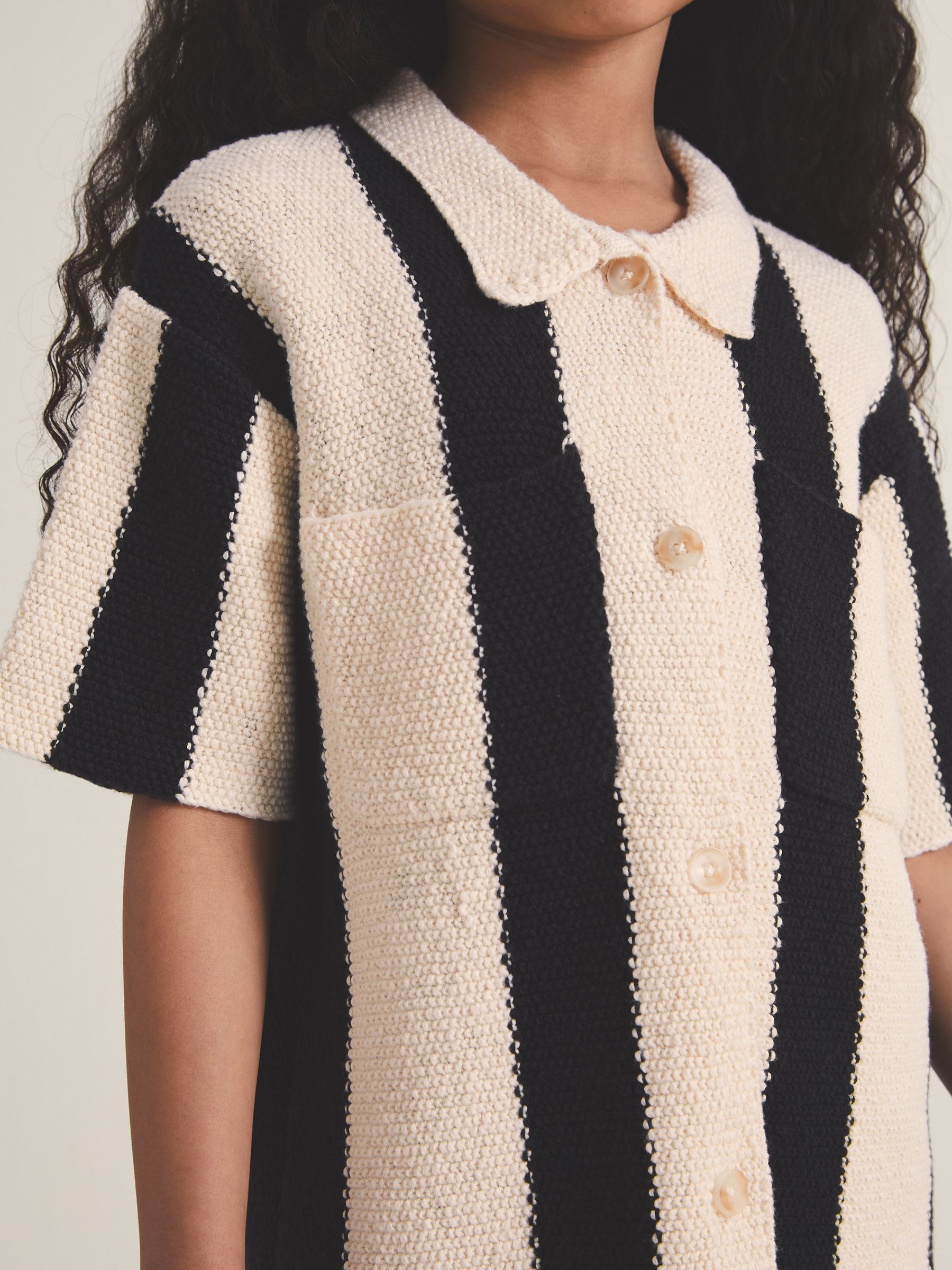 4-9 yrs Reiss | Les 100 Ciels Stripe Knit Shirt in Black