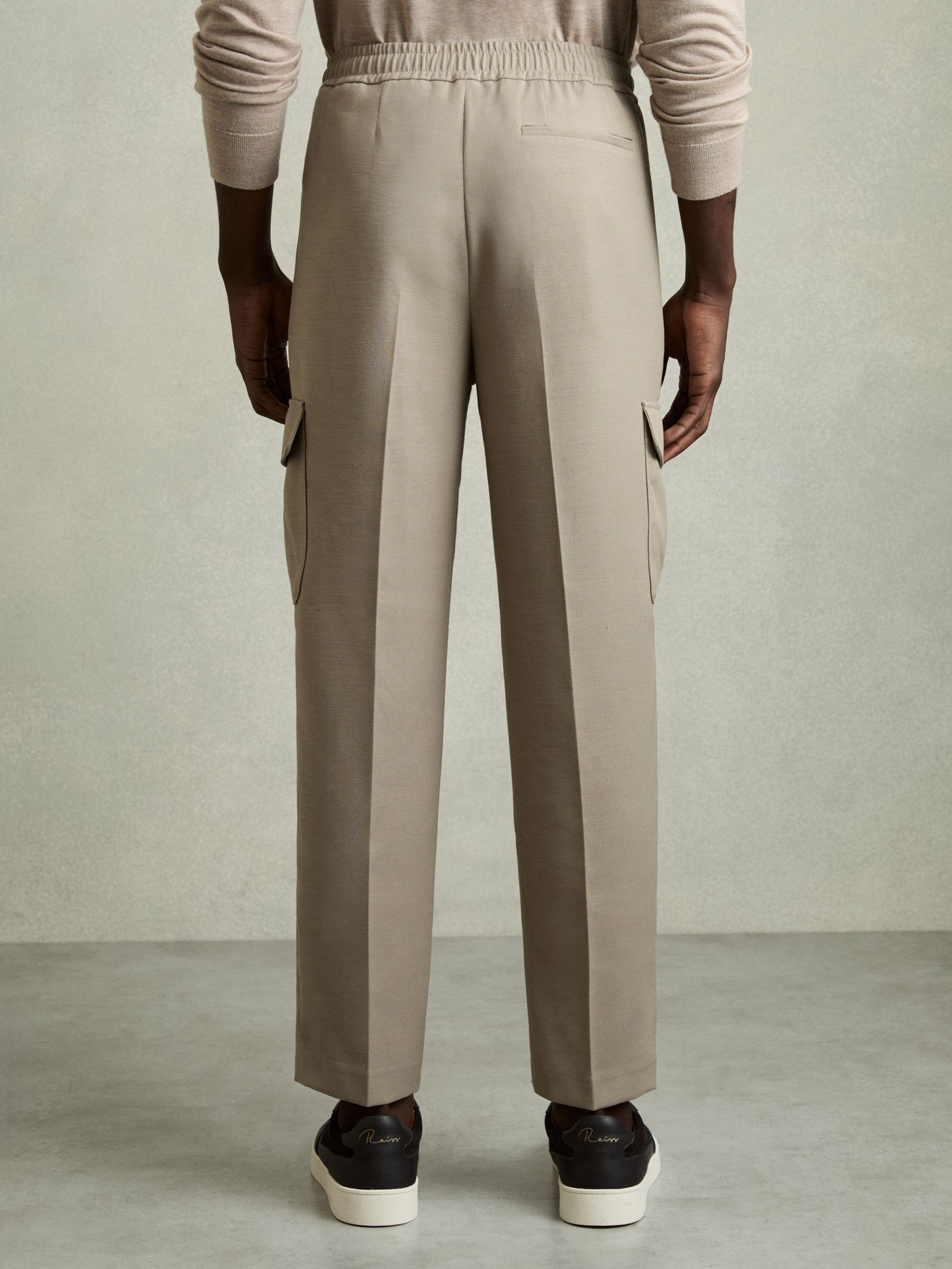 Relaxed Drawstring Cargo Trousers in Sage Green