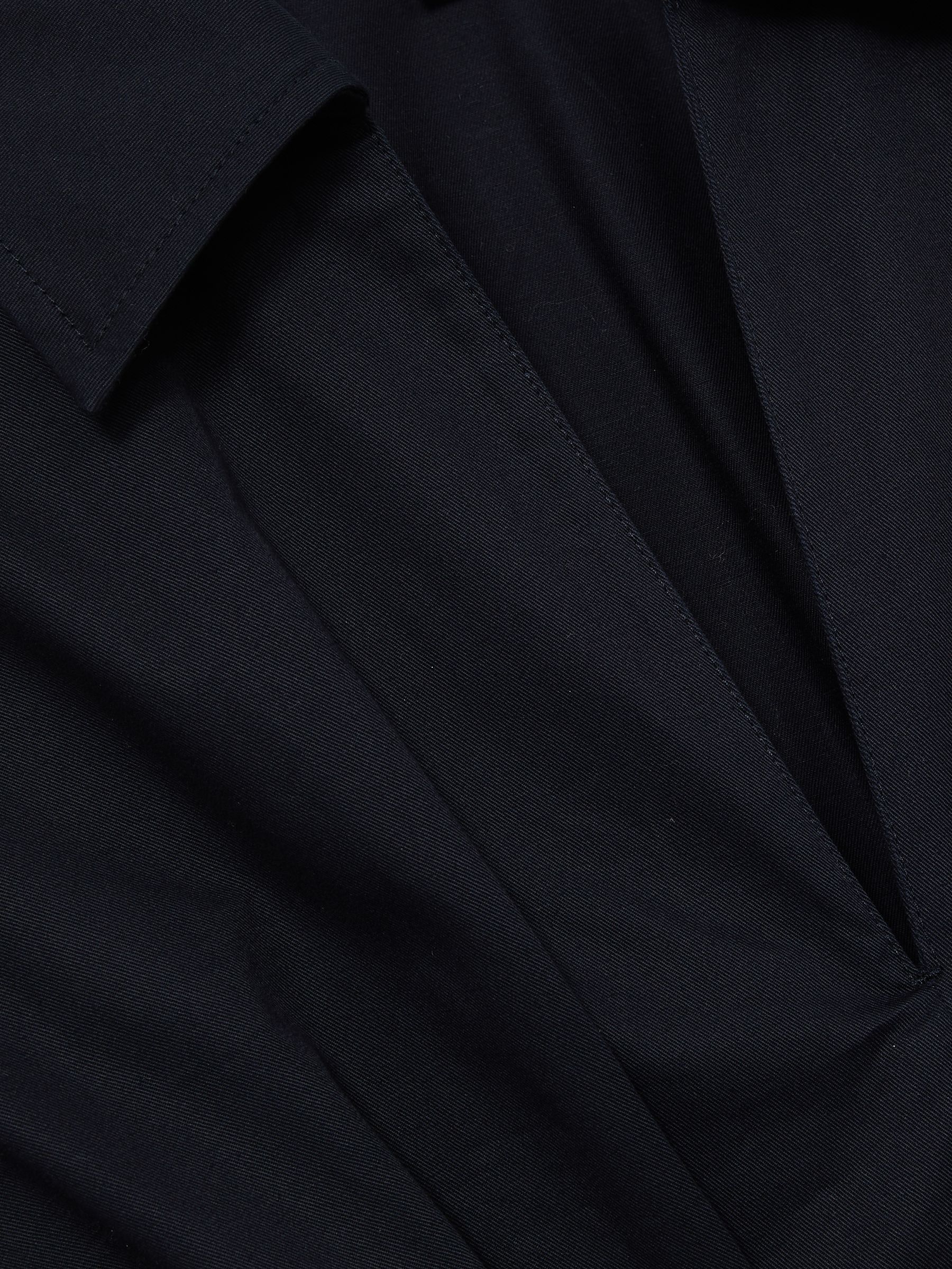 Cotton Pleated-Waist Midi Dress in Navy