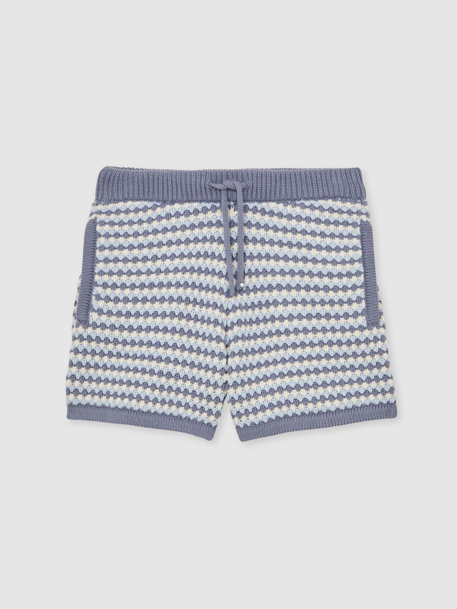 3-9 yrs Cotton-Blend Knitted Stripe Shorts in Blue/White