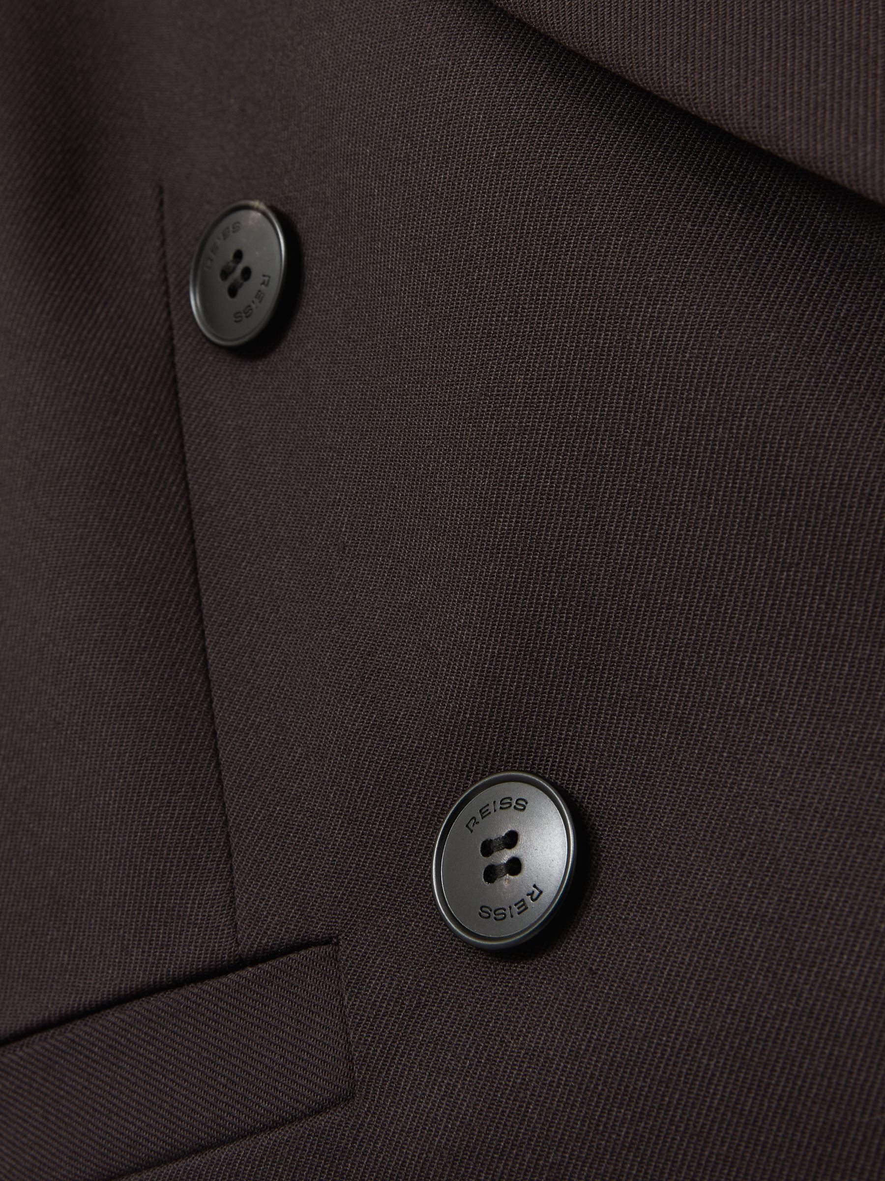 Double-Breasted Cropped Blazer Wool-Blend in Chocolate Brown