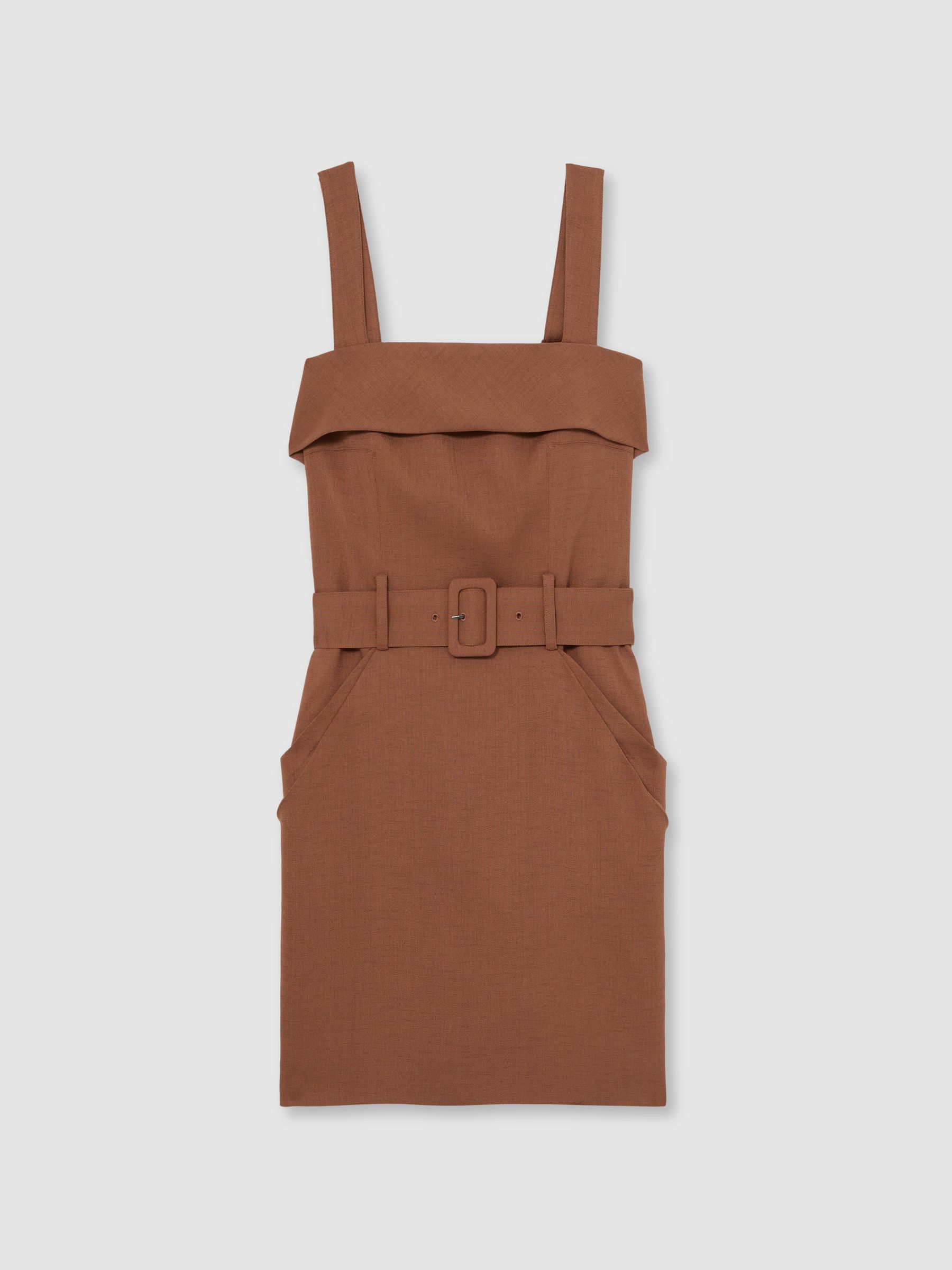 Belted Mini Dress in Brown