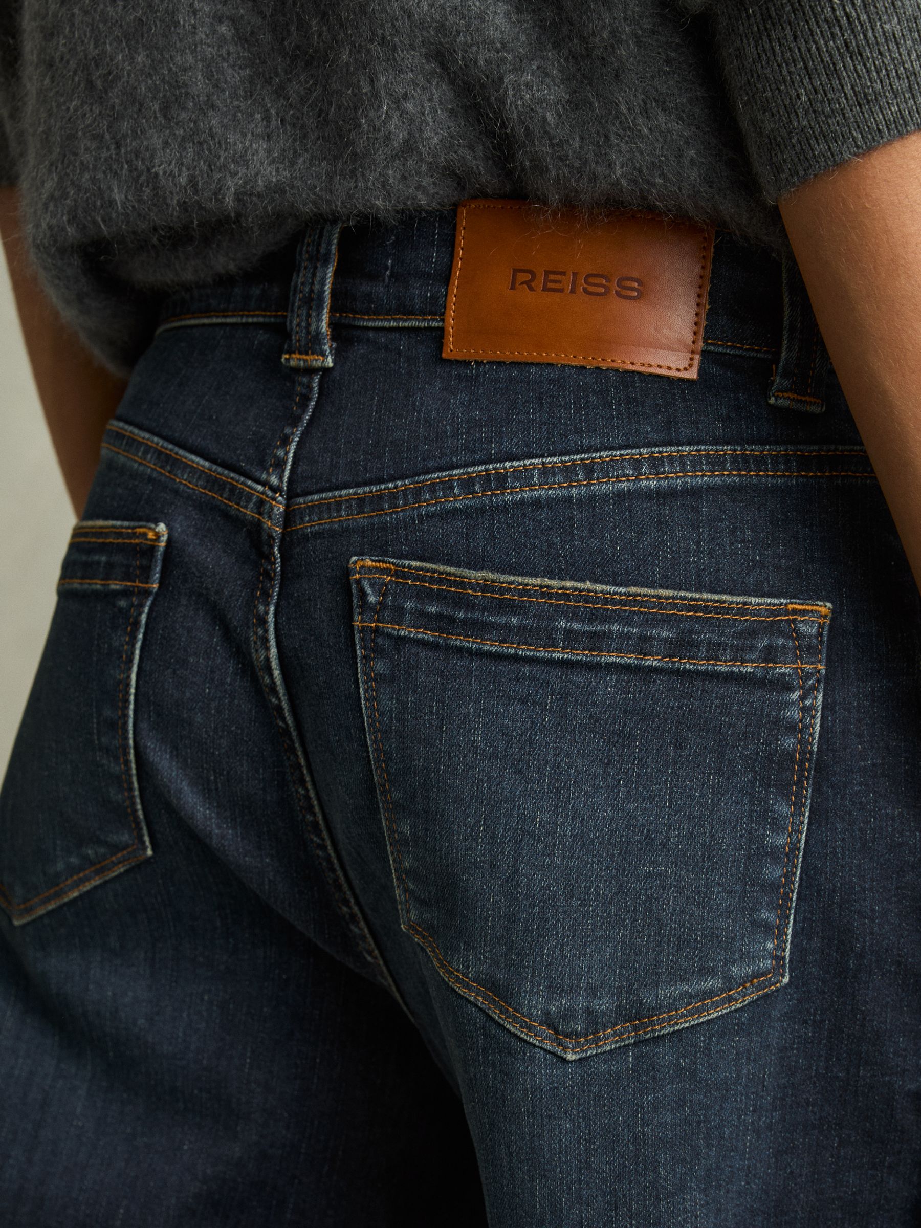 Denim Culotte Jeans in Dark Blue