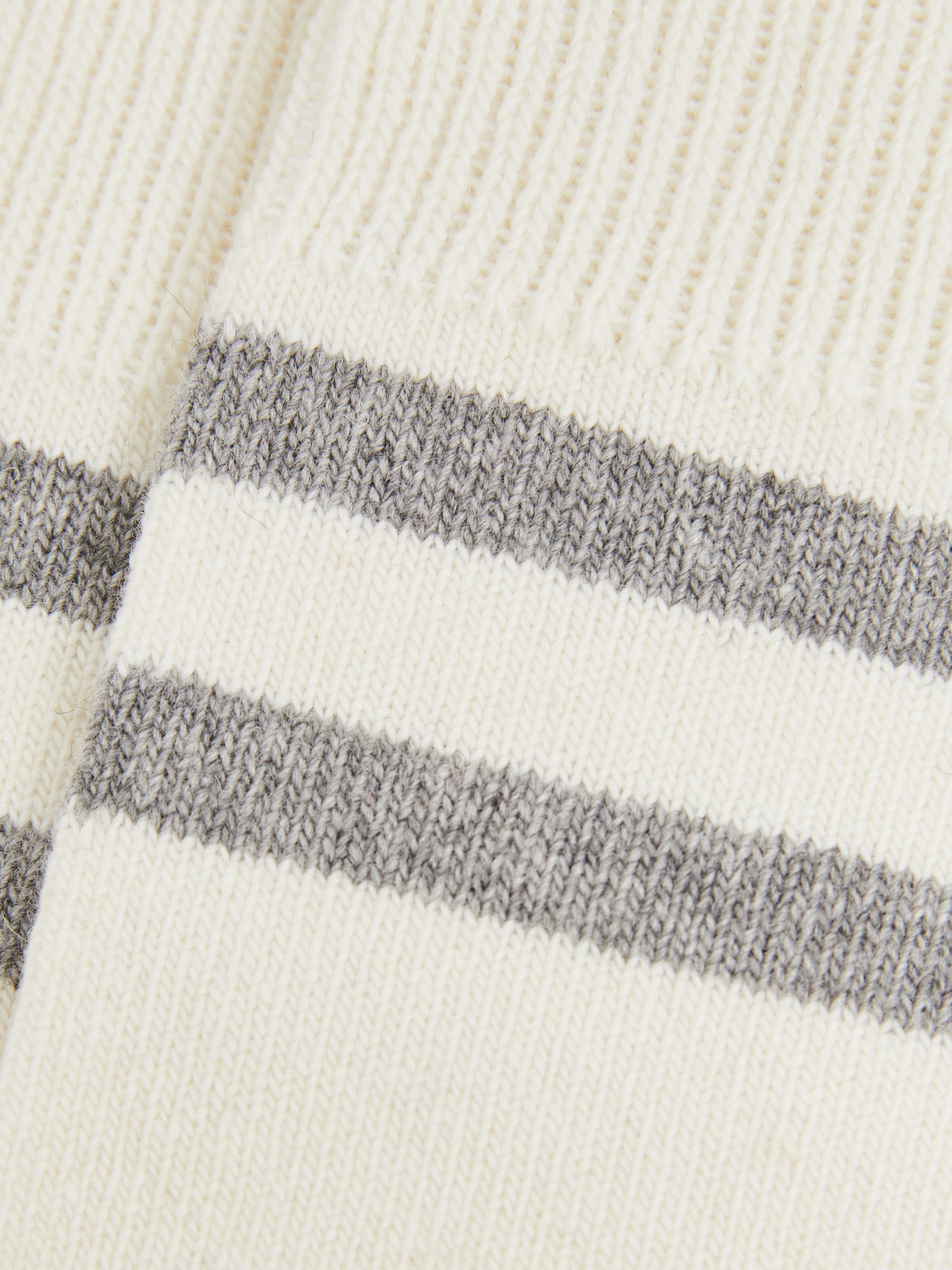 Striped Socks With Wool And Cashmere in Ecru/Soft Grey