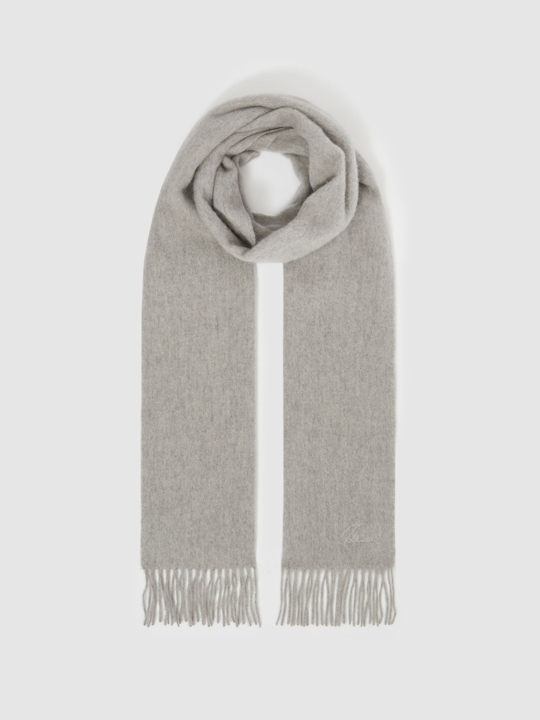 Wool and Cashmere Scarf in Light Grey